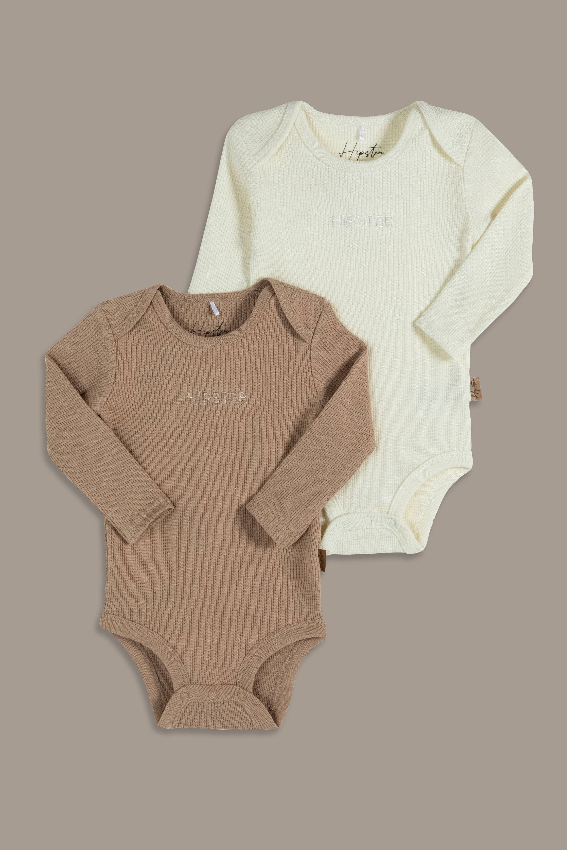 זוג בגדי גוף ארוכים וופל כאמל - Hipster