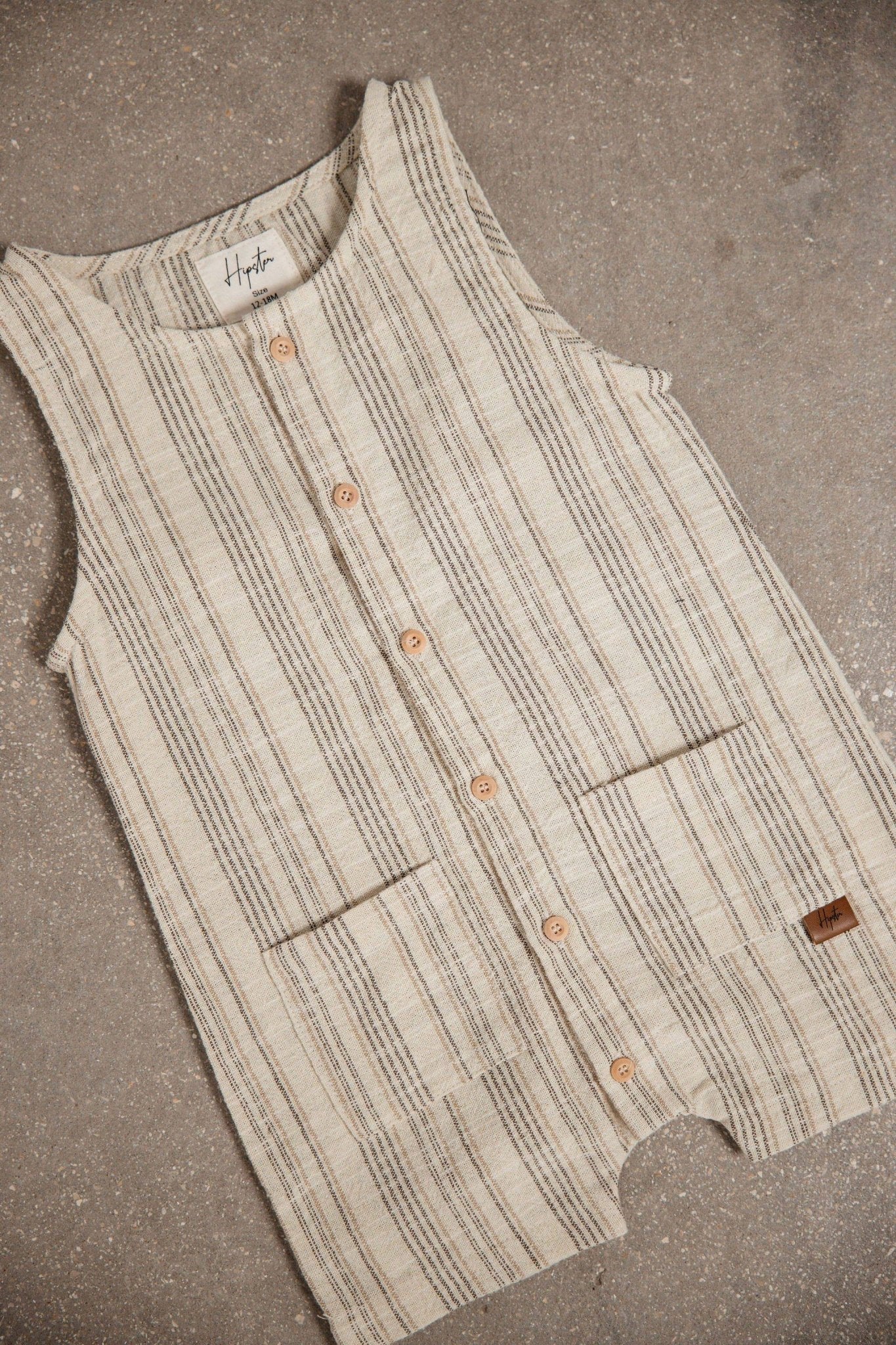 אוברול פשתן פסים - Hipster