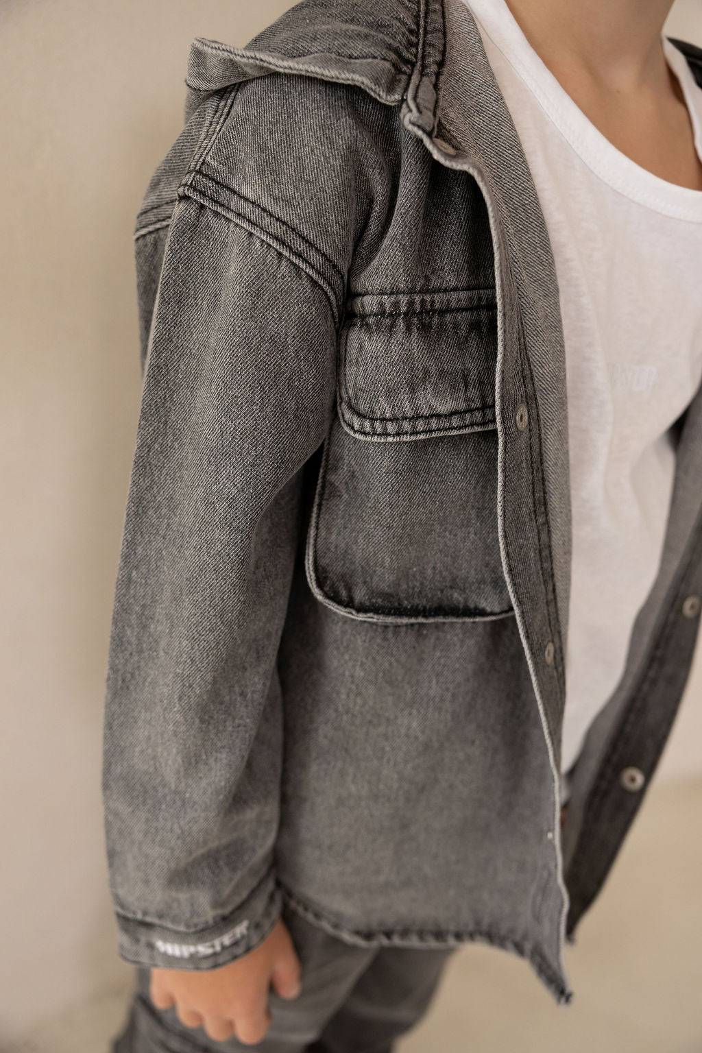 ג'קט ג'ינס אפור ווש - Hipster