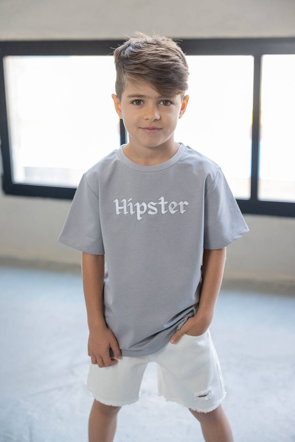 טי שירט פרפר אפורה - Hipster