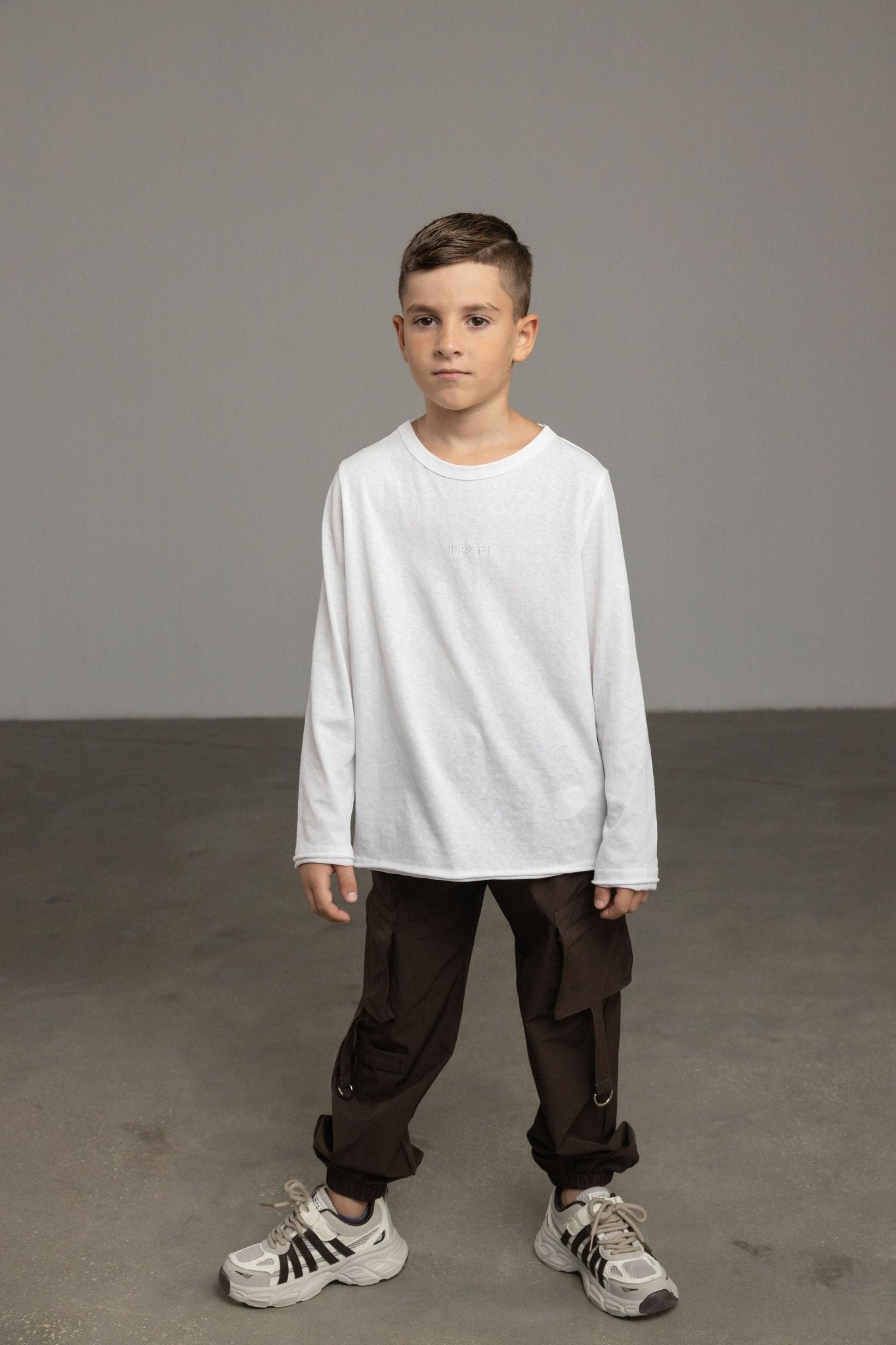 טי שירט לבנה ארוכה - Hipster