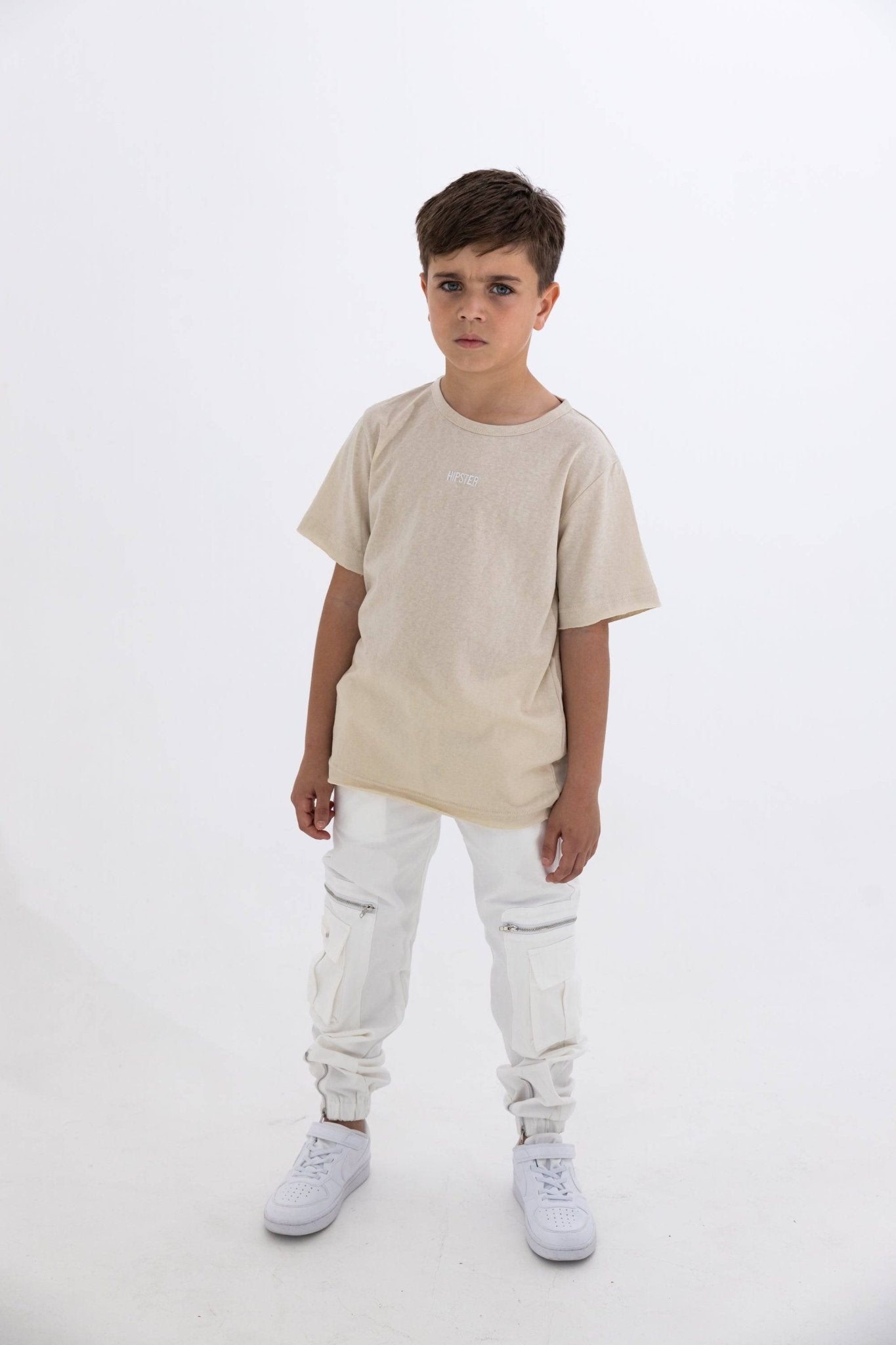 טישרט פשתן מגורד בז - Hipster