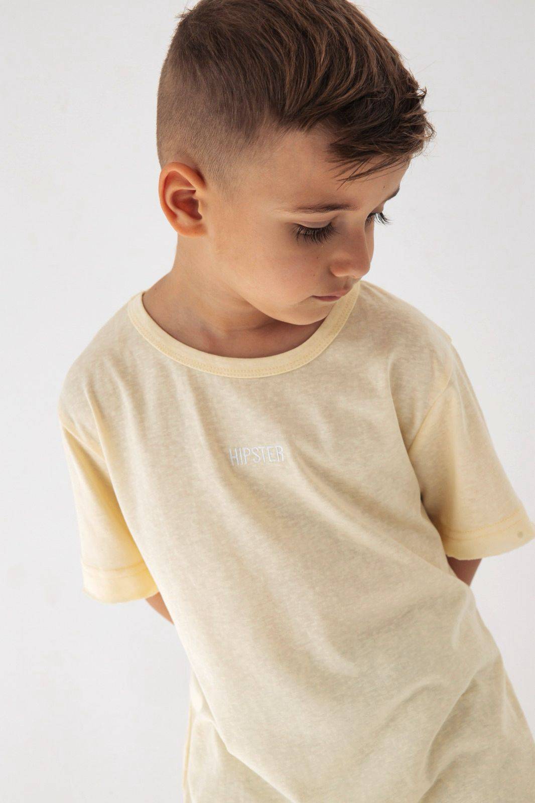 טישרט פשתן מגורד צהובה - Hipster