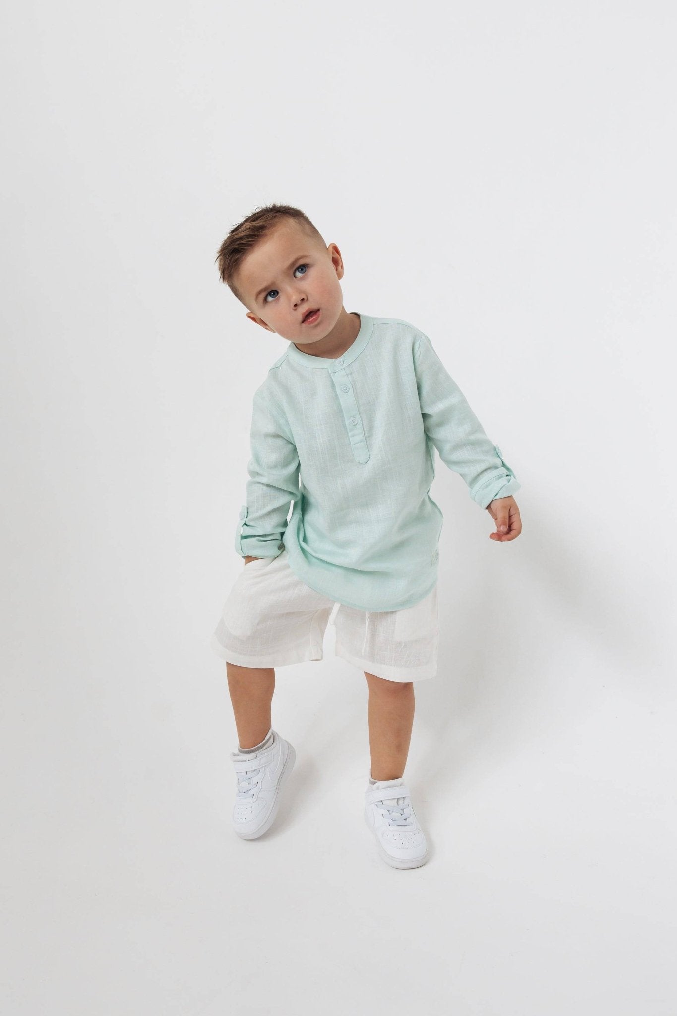 מכנס פשתן קצר לבן - Hipster