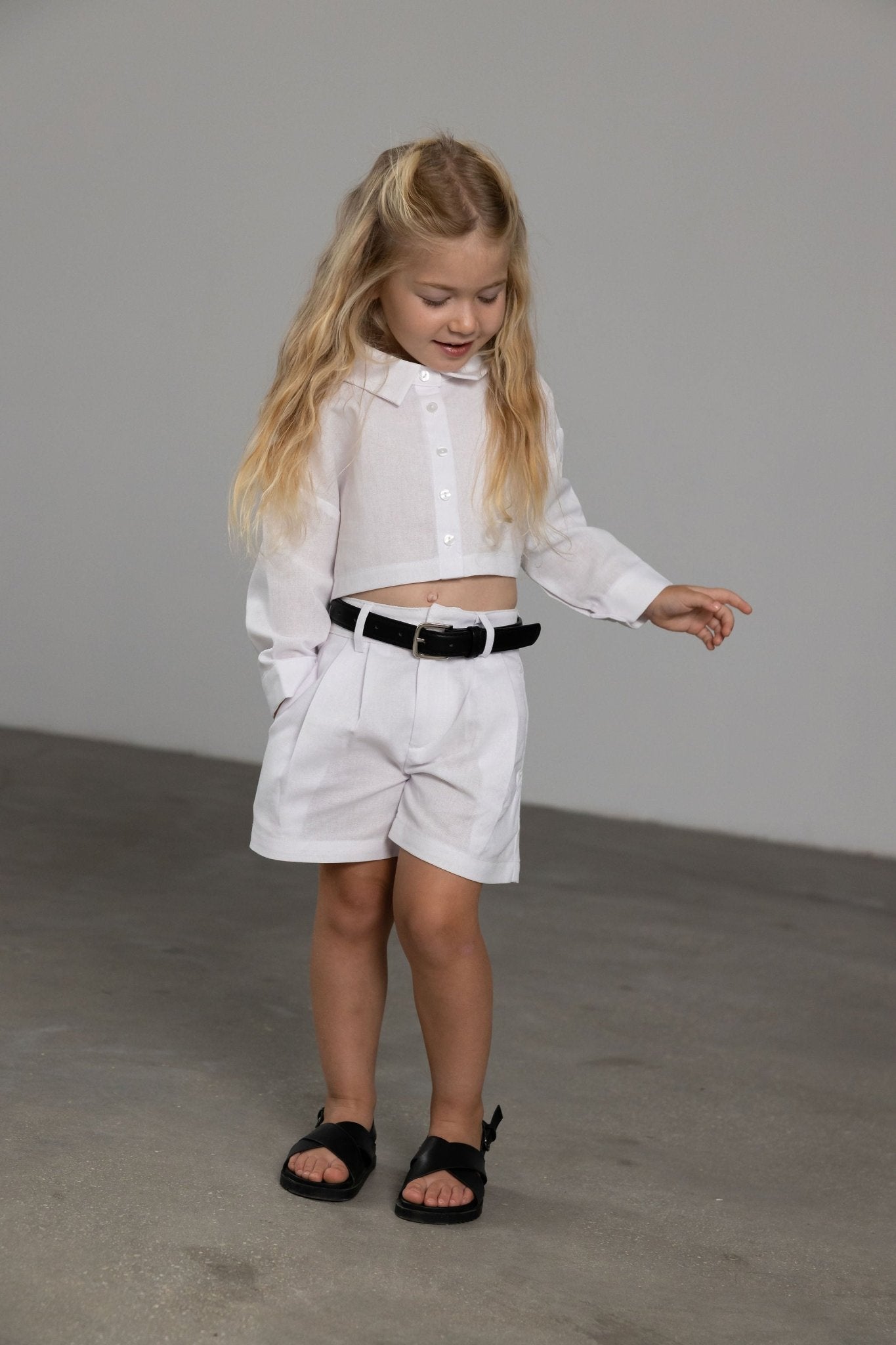 מכנס פשתן לבן בשילוב חגורה - Hipster