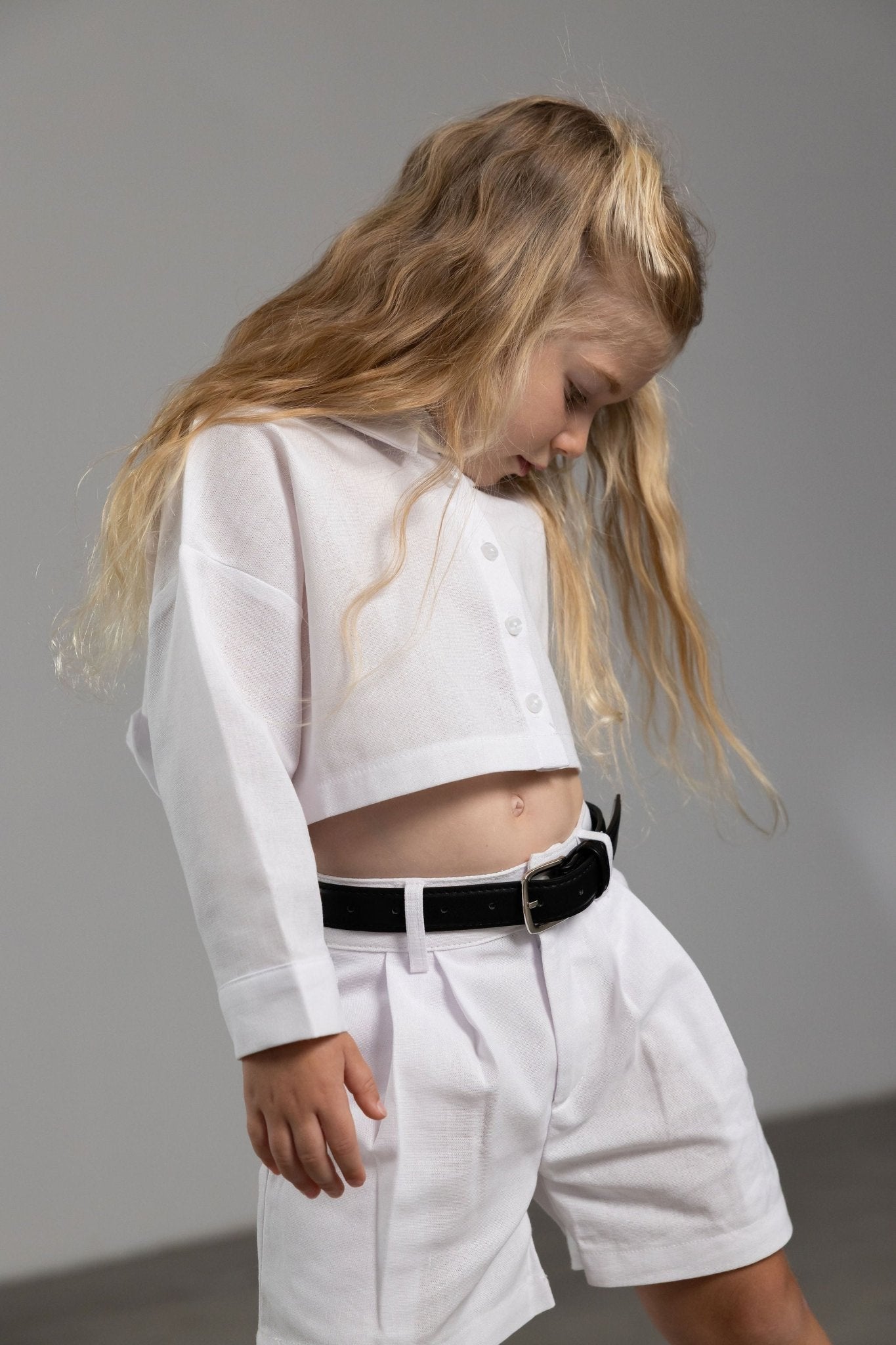 מכנס פשתן לבן בשילוב חגורה - Hipster