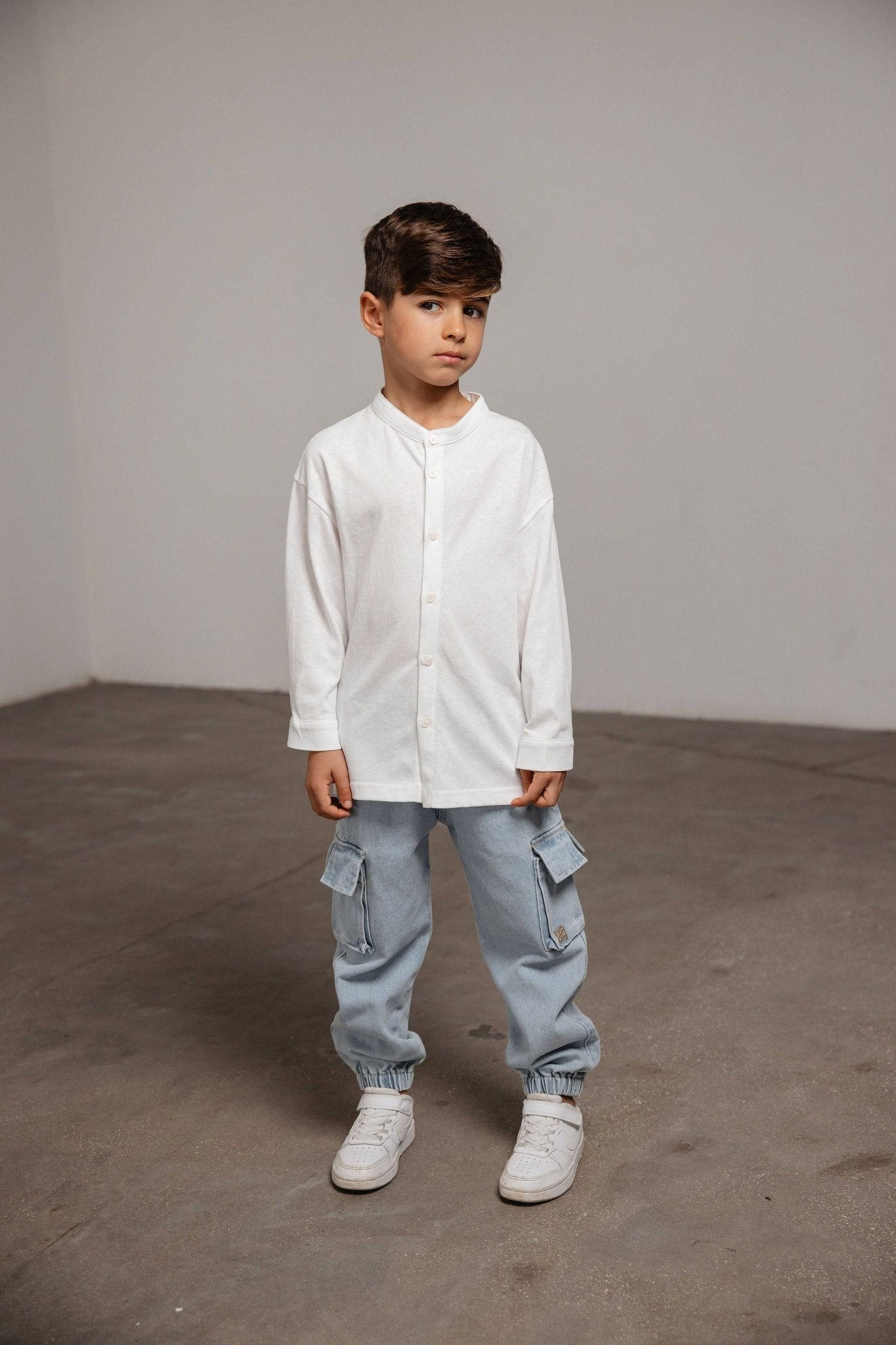 מכופתרת כותנה לבנה - Hipster