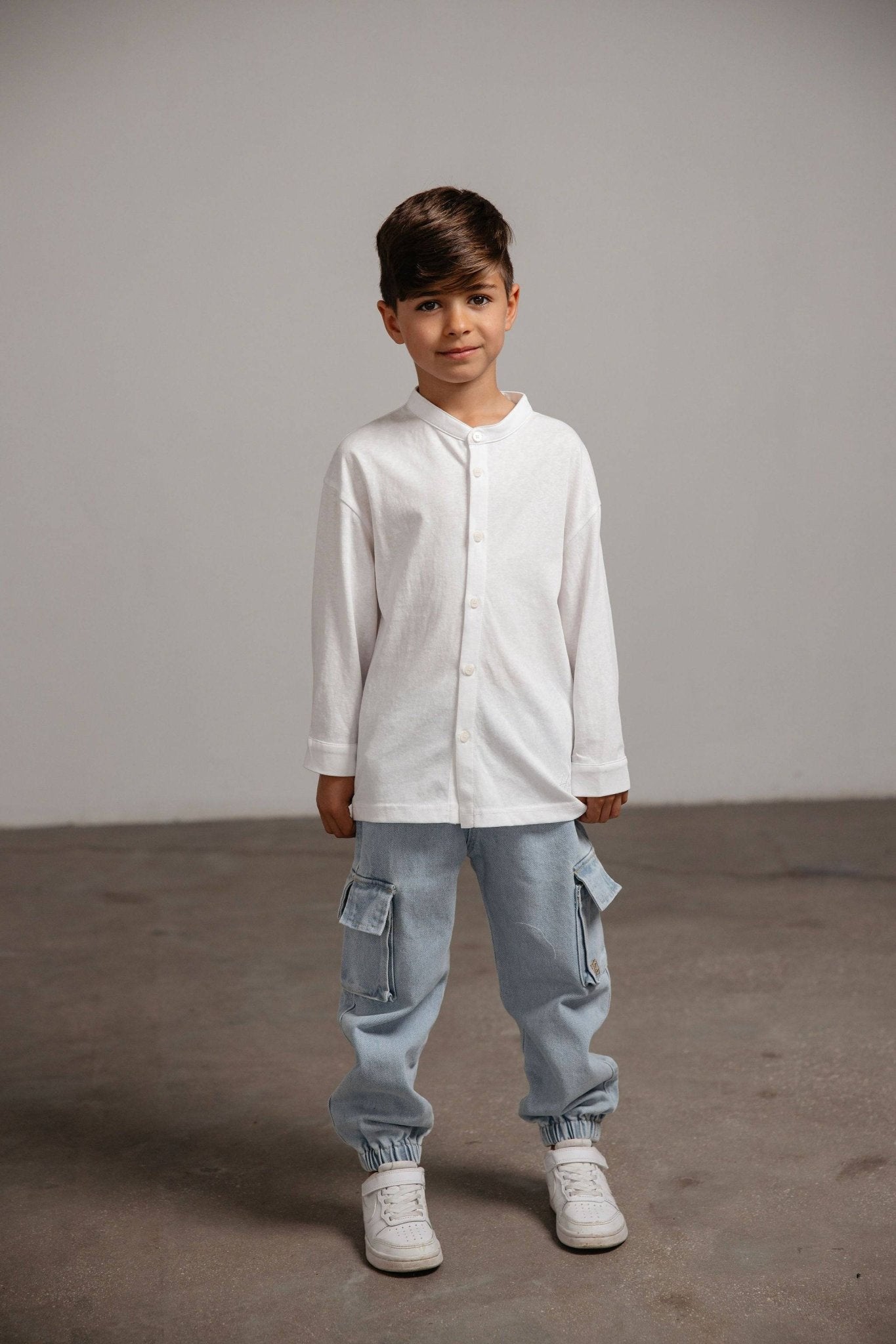 מכופתרת כותנה לבנה - Hipster