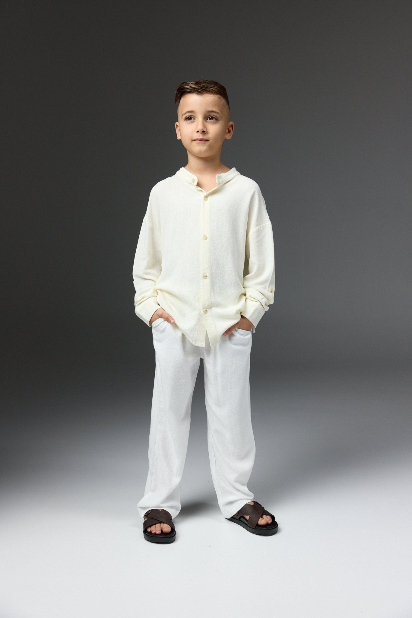 מכופתרת פשתן שמנת - Hipster