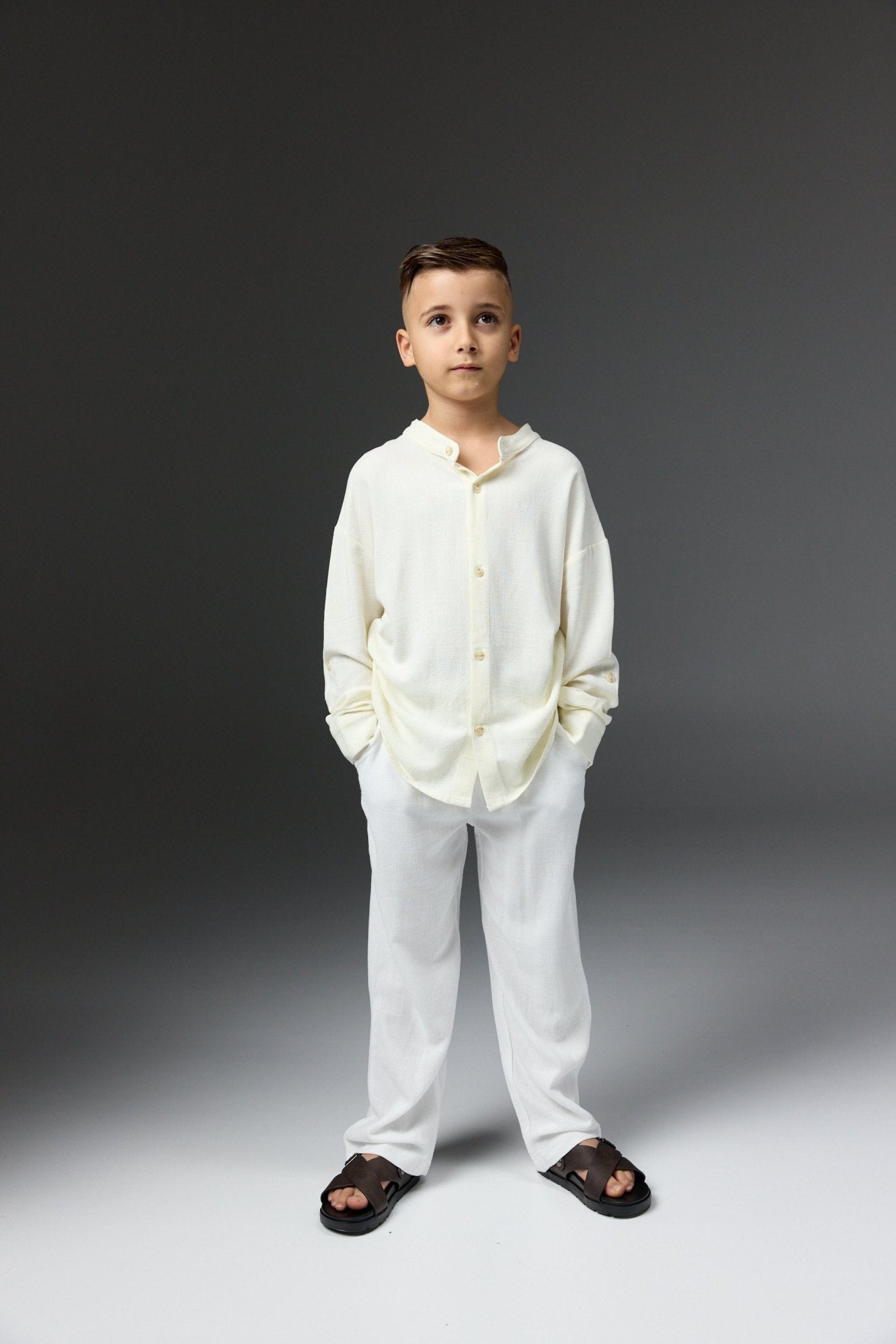 מכופתרת פשתן שמנת - Hipster