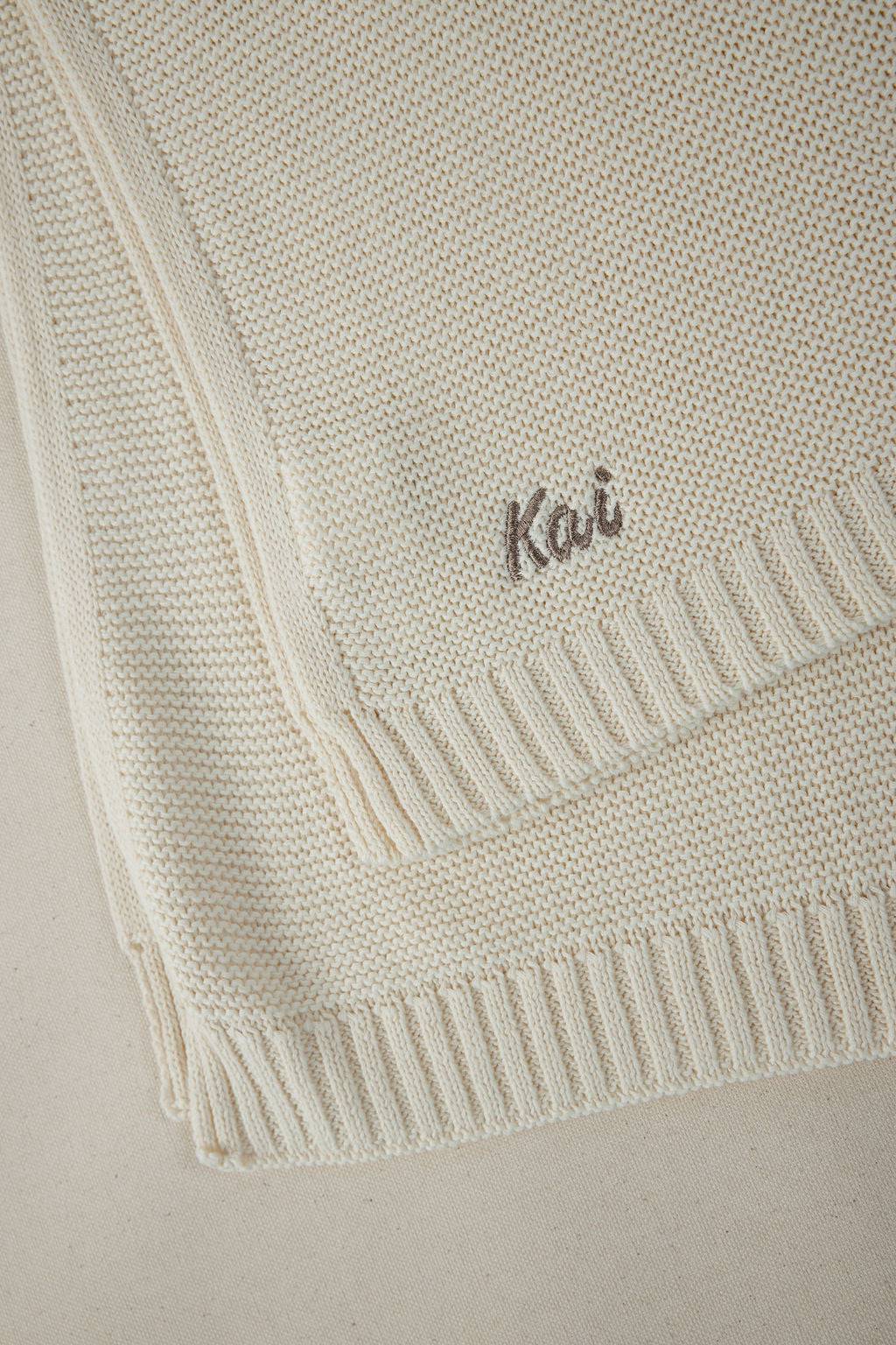 שמיכת סרוגה שמנת - Hipster