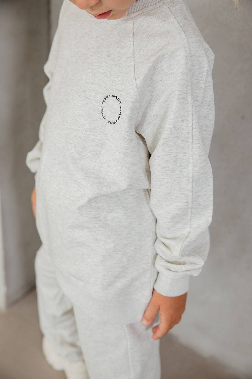 סוויטשירט עם הדפס עגול אפור מלנז' - Hipster