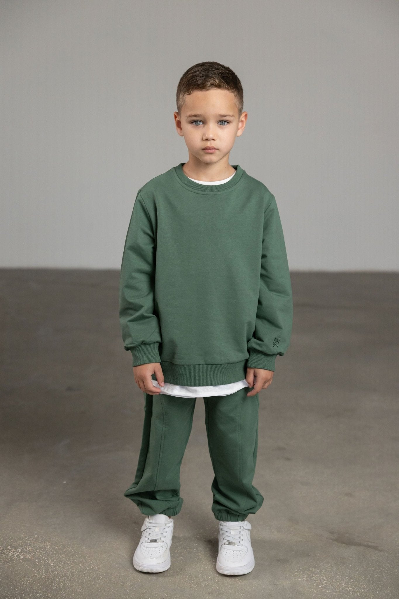 סווטשירט ירוק עם רקמת לוגו - Hipster