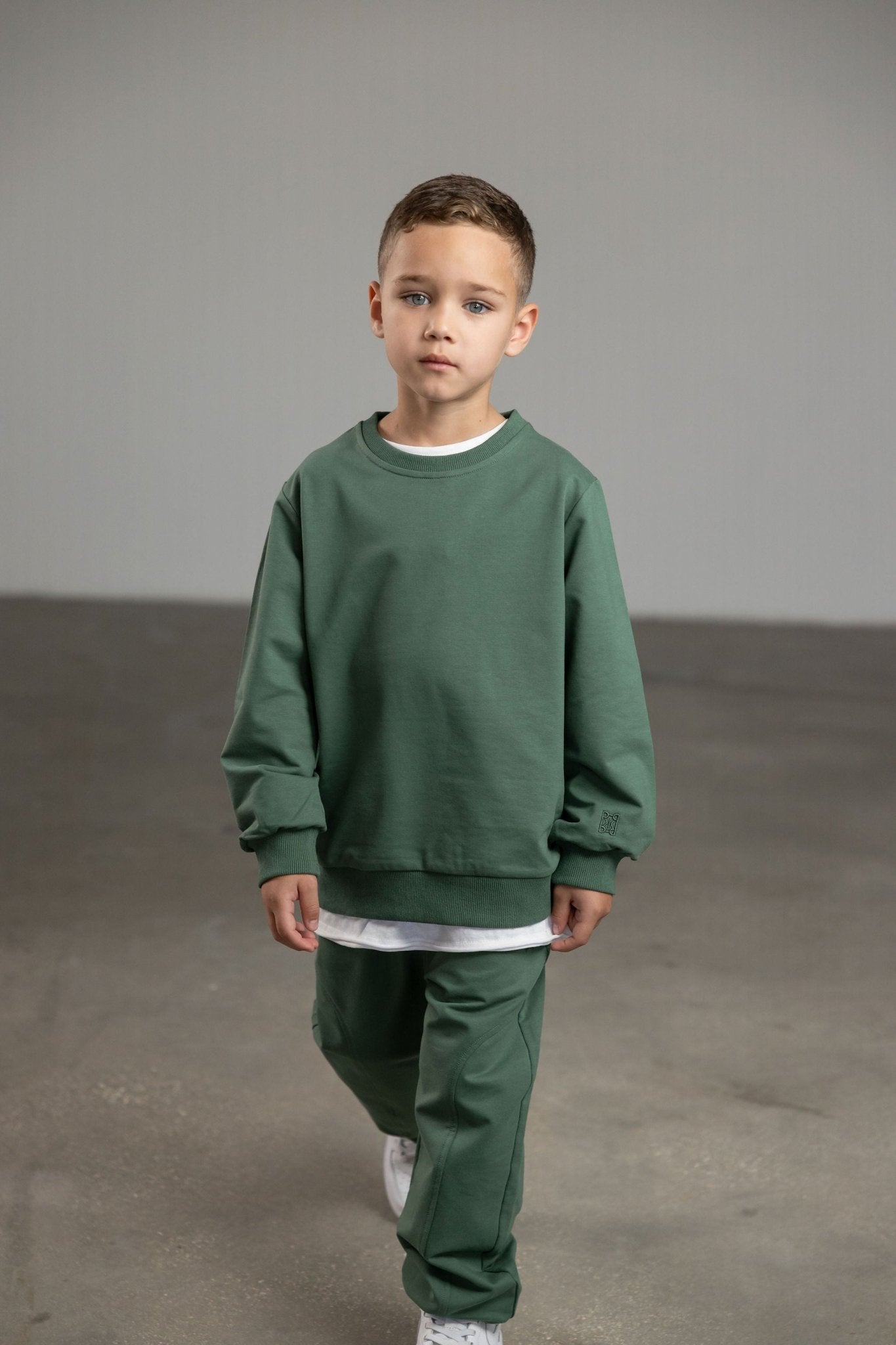 סווטשירט ירוק עם רקמת לוגו - Hipster