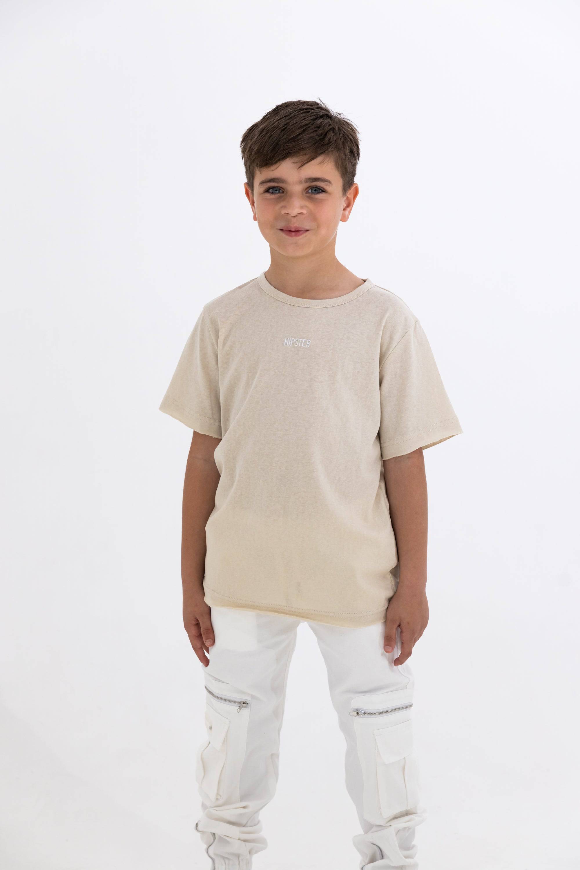 טישרט פשתן מגורד בז - Hipster