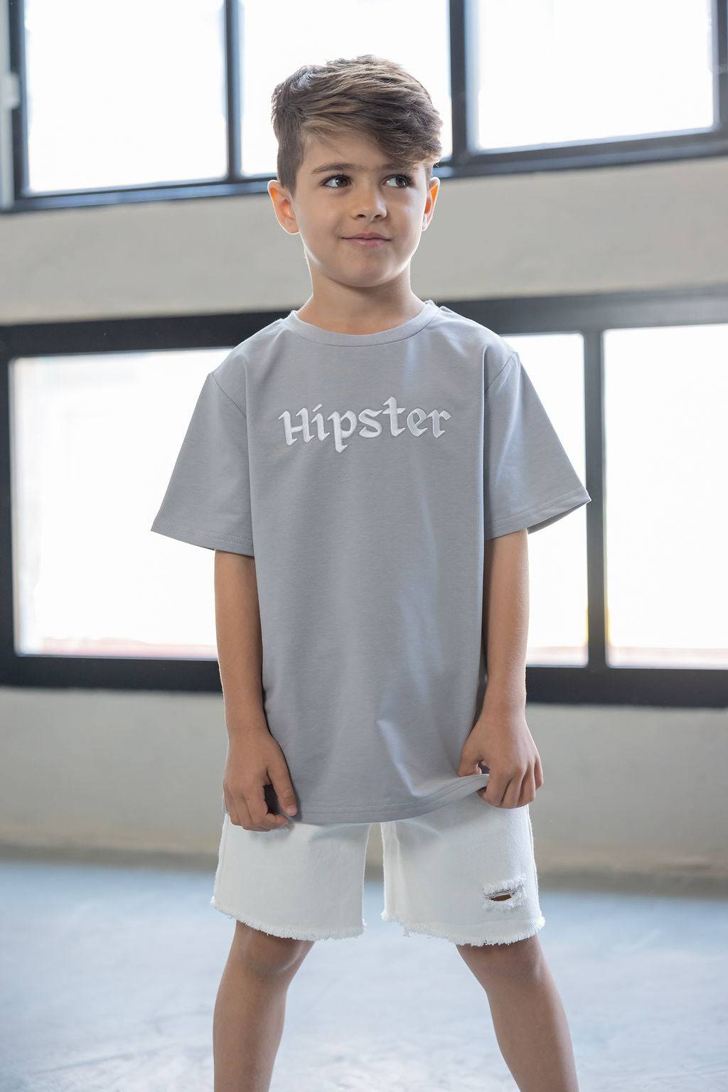 טי שירט פרפר אפורה - Hipster