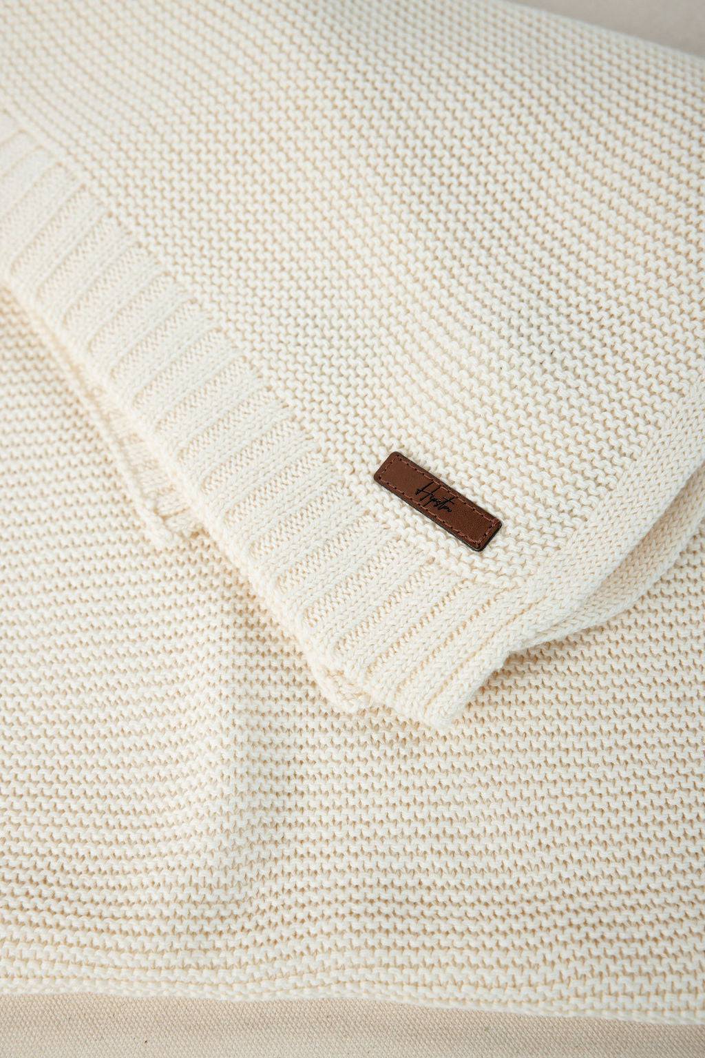 שמיכת סרוגה שמנת - Hipster