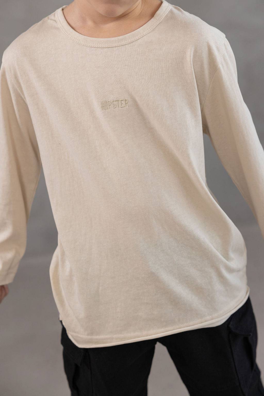 טי שירט בז' ארוכה - Hipster