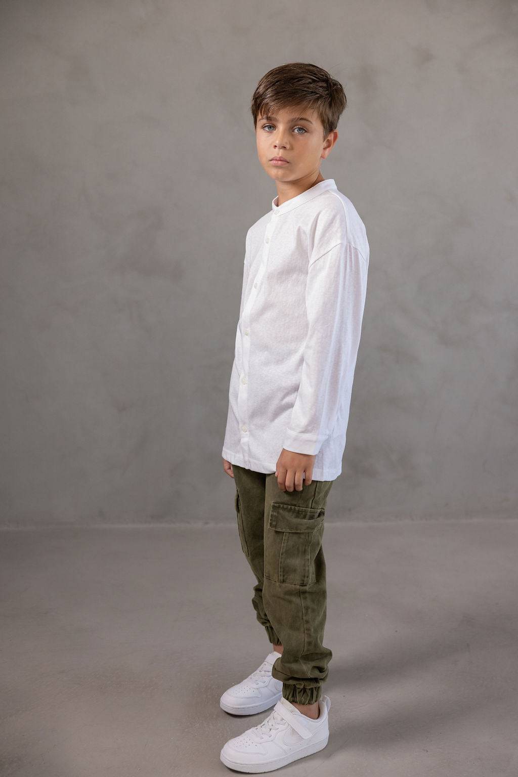 מכופתרת כותנה לבנה - Hipster