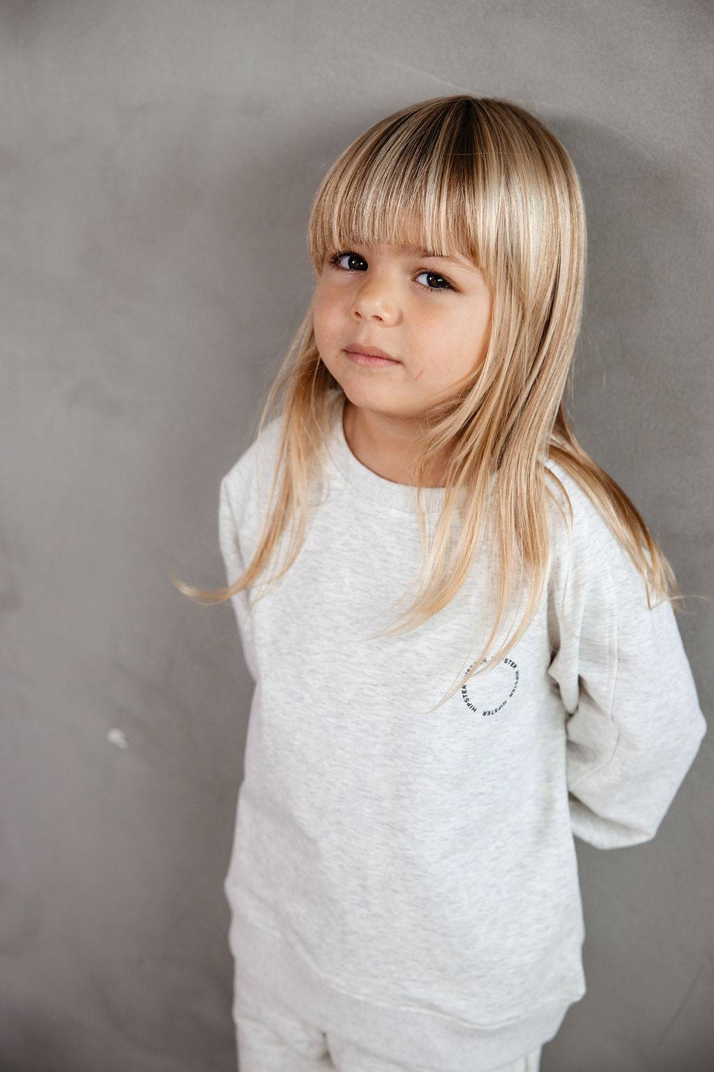 סוויטשירט עם הדפס עגול אפור מלנז' - Hipster