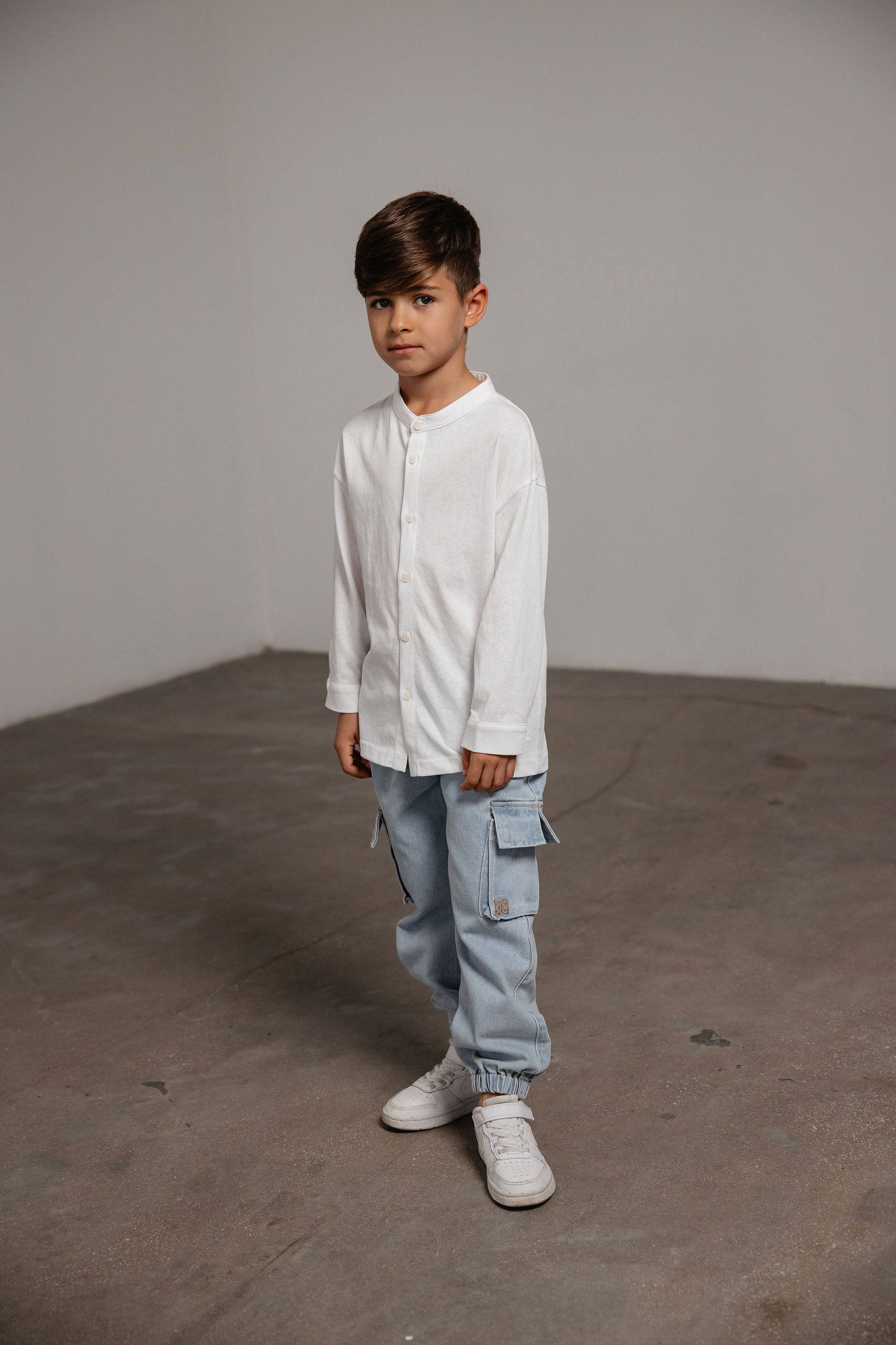 מכופתרת כותנה לבנה - Hipster