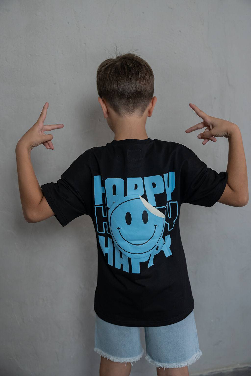 תכלת HAPPY טישירט - Hipster