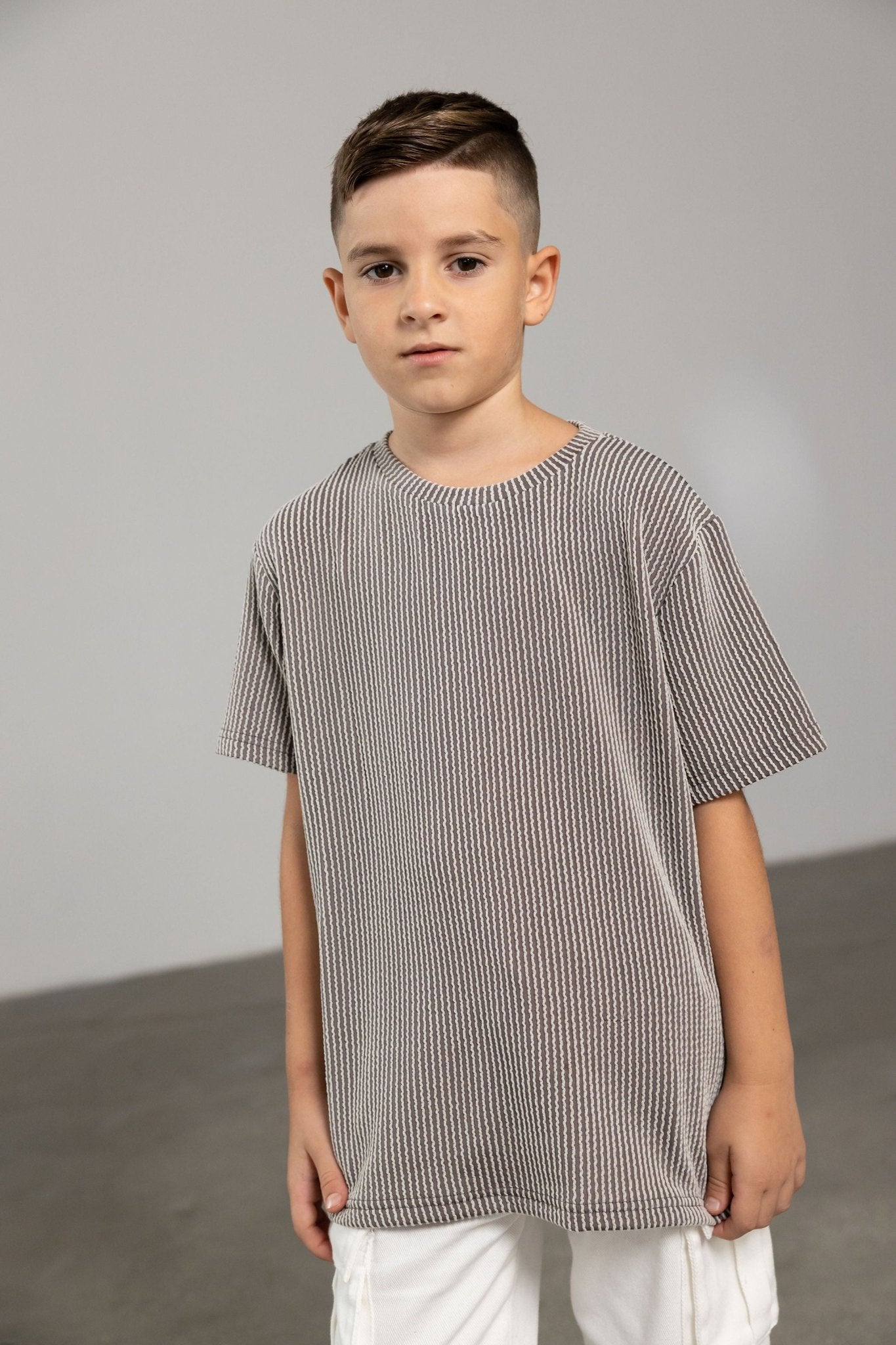 חולצת דניס אפור סגלגל - Hipster