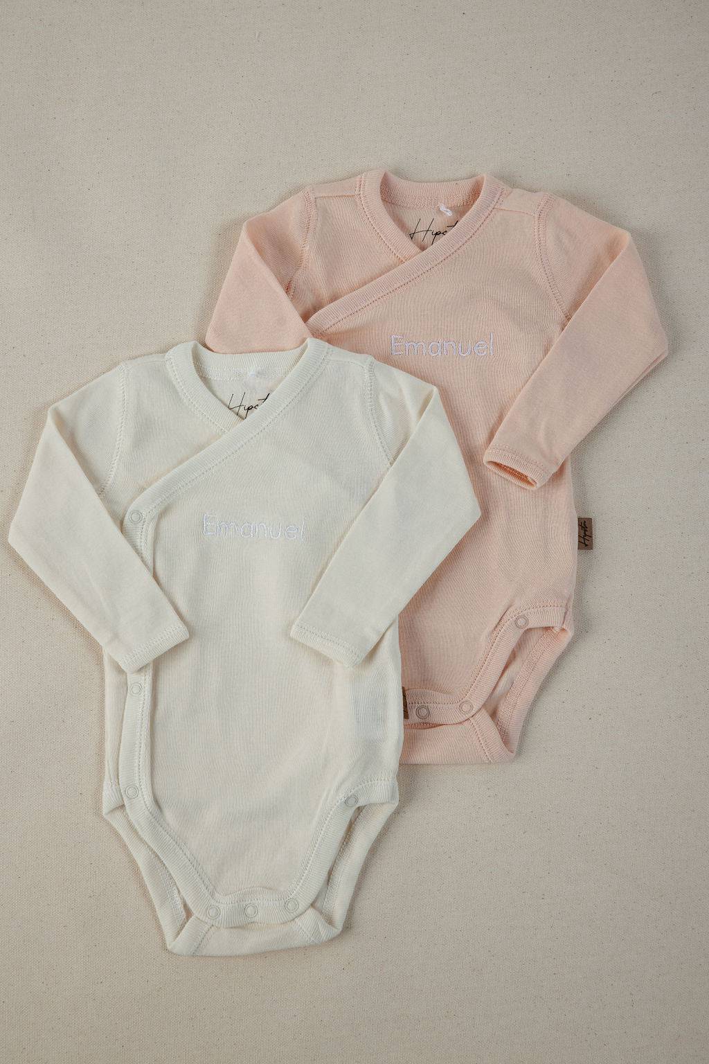 זוג בגדי גוף מעטפת ארוכים ורוד/רקמה - Hipster