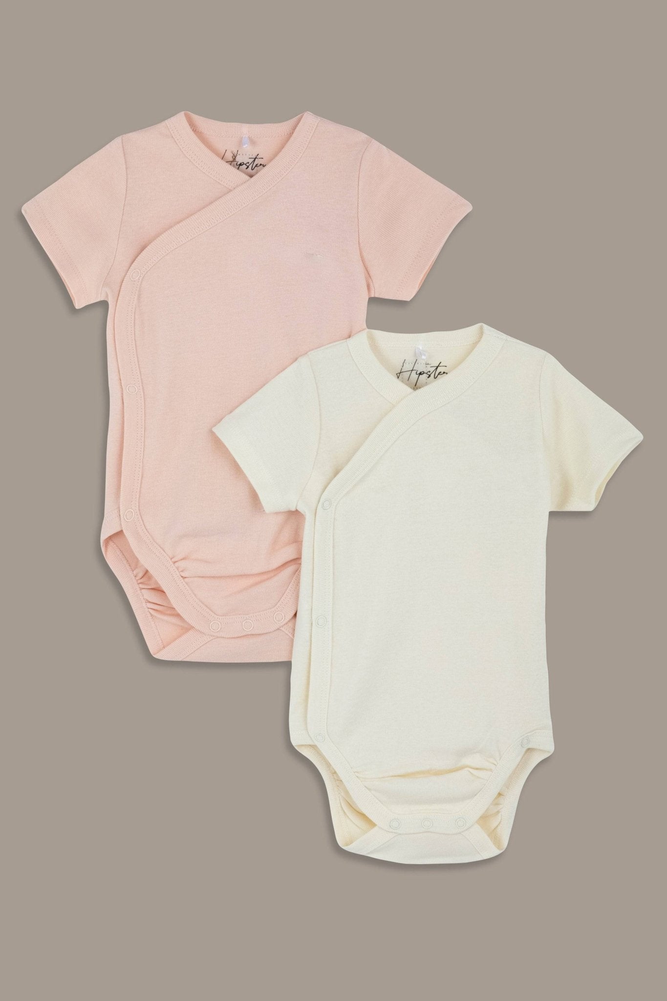 זוג בגדי גוף מעטפת קצרים ורוד/רקמה - Hipster