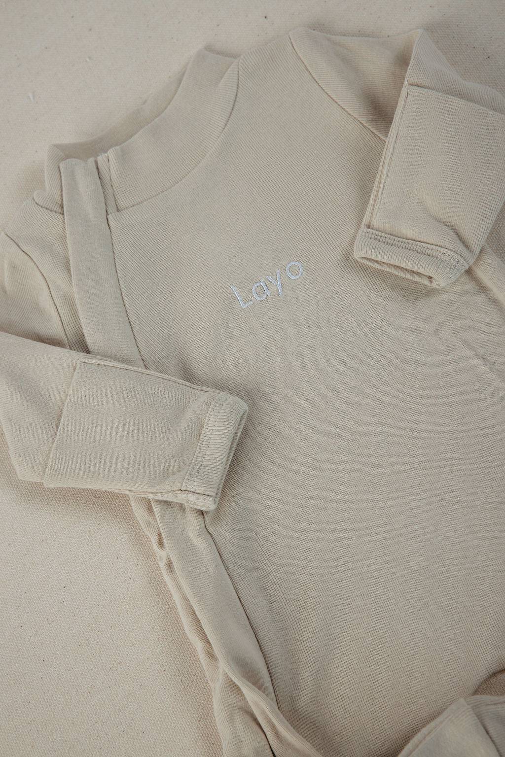 אוברול ארוך בז' רקמה - Hipster