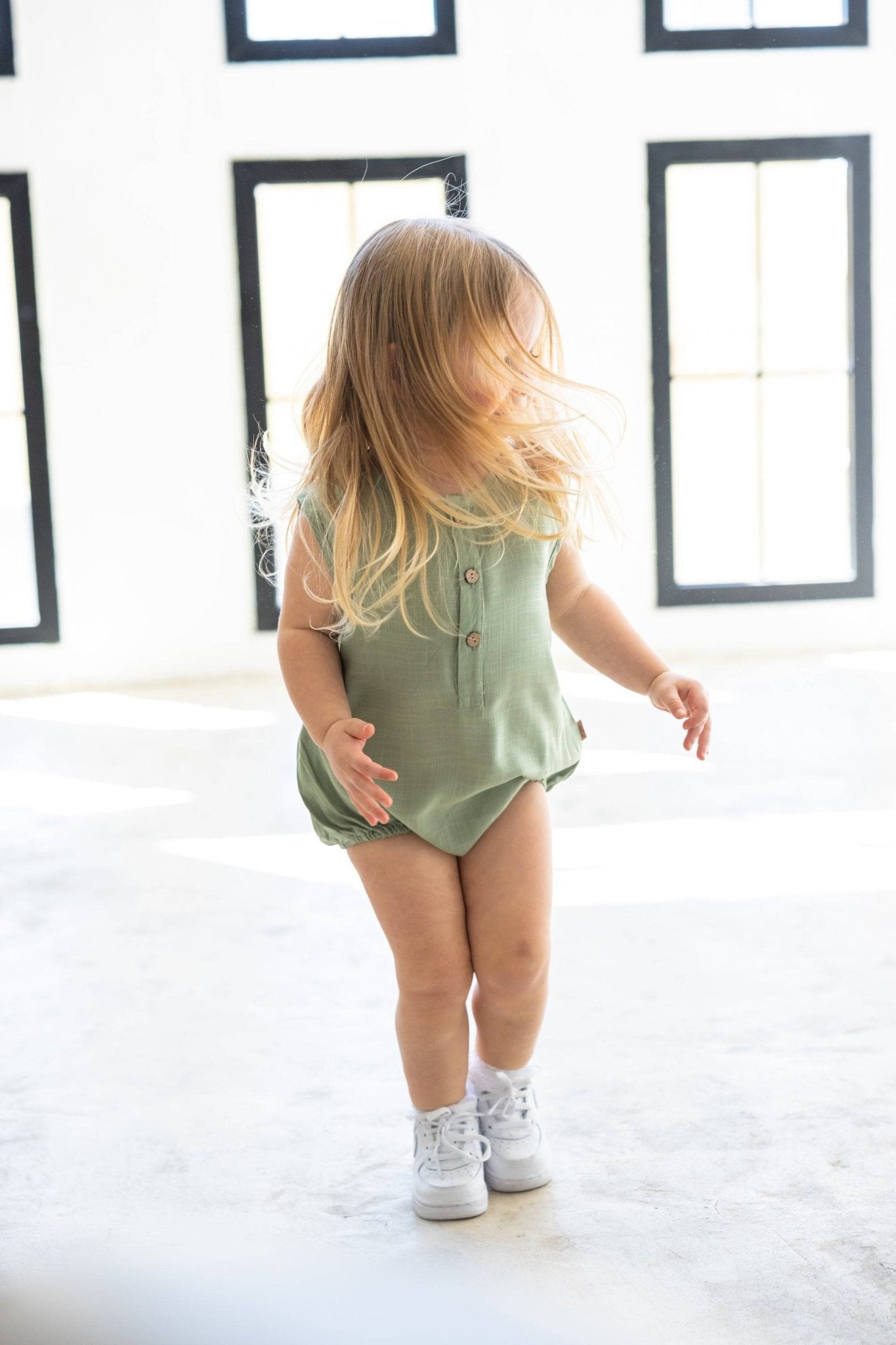 אוברול פשתן בייבי ירוק - Hipster