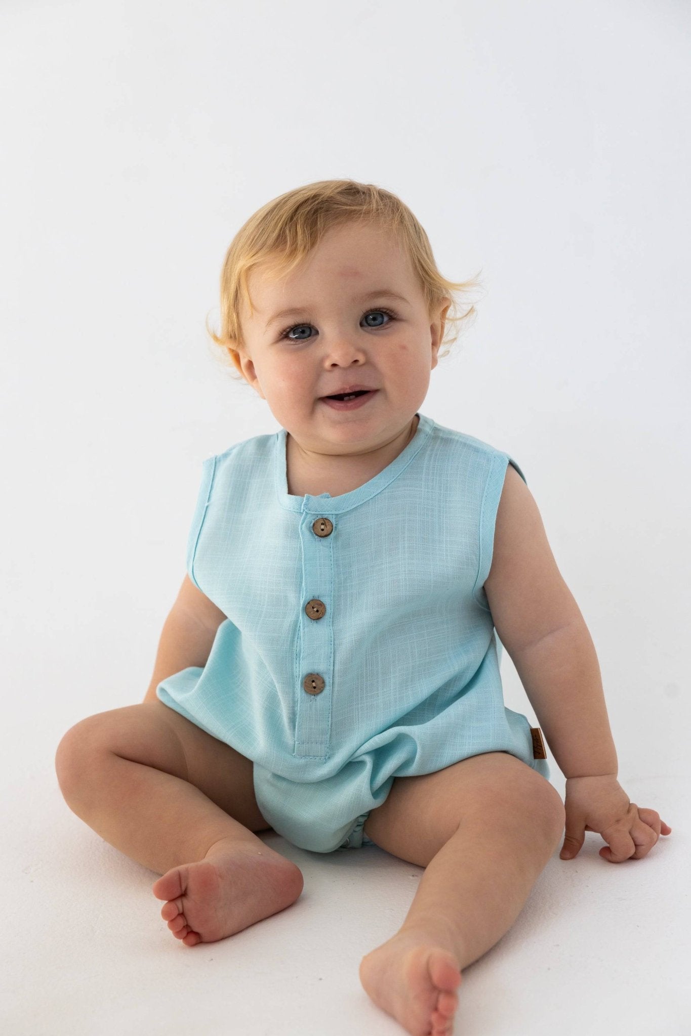 אוברול פשתן בייבי תכלת - Hipster