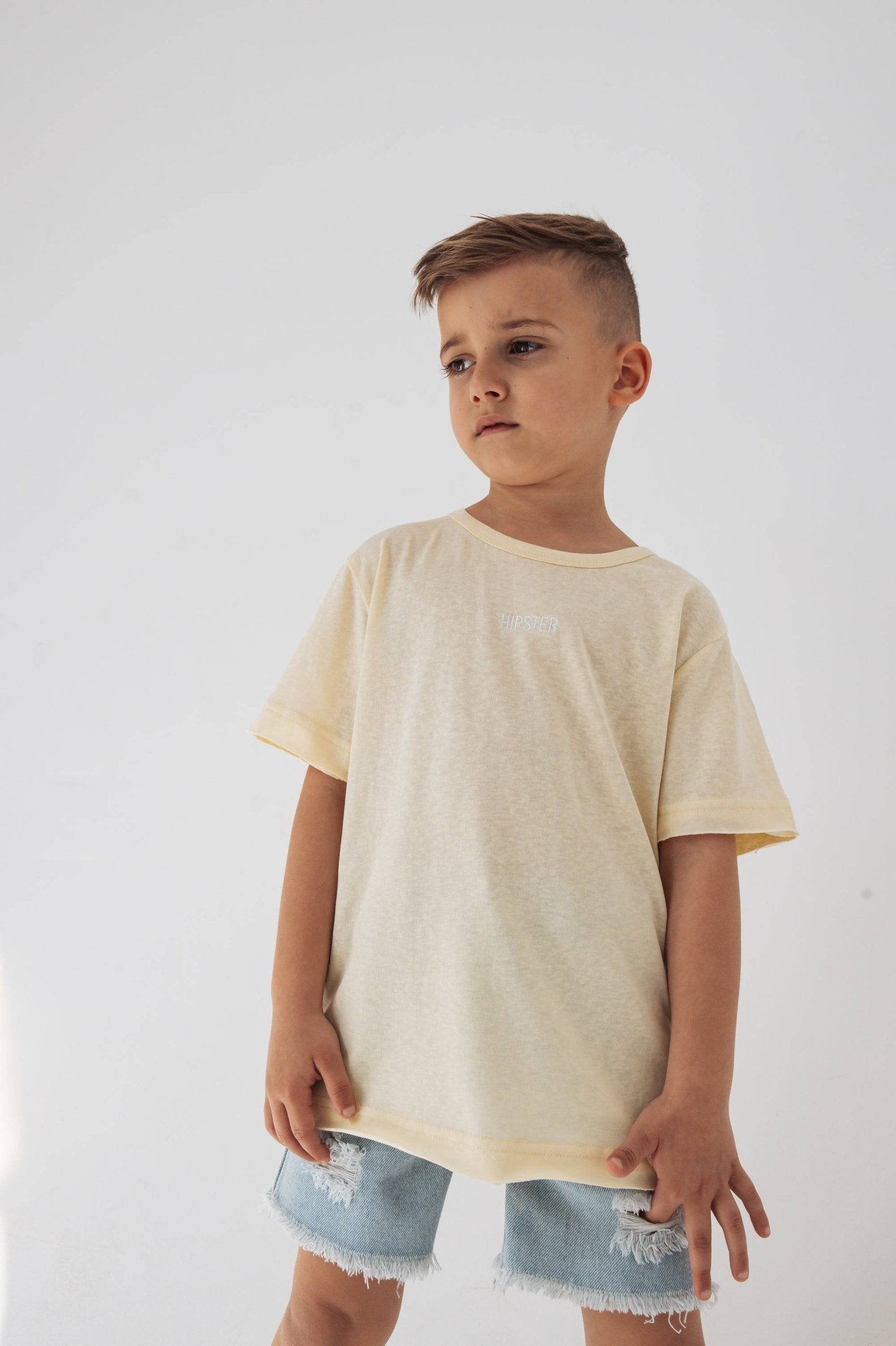 טישרט פשתן מגורד צהובה - Hipster