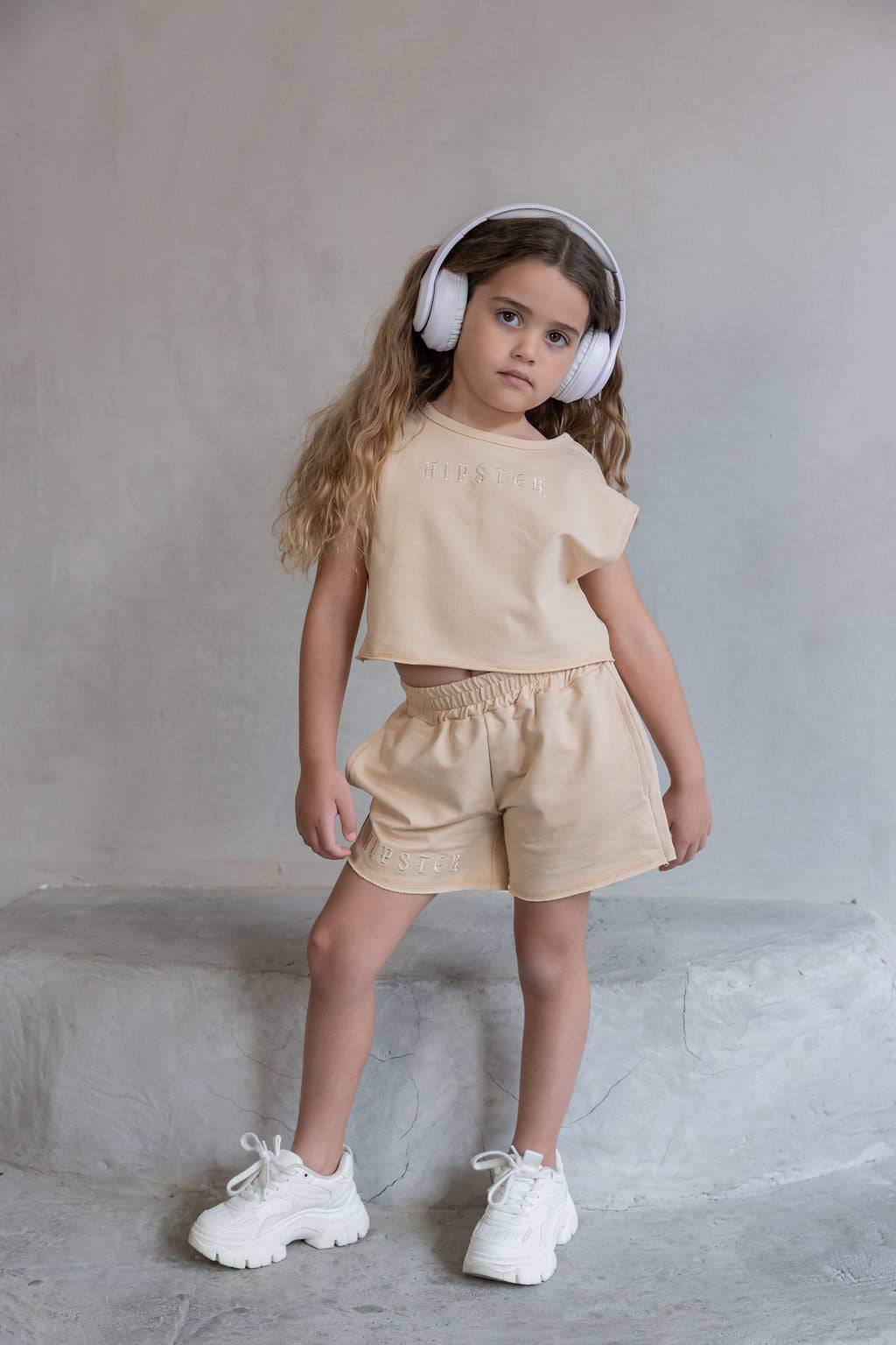 חליפת קרופ בנות בז - Hipster