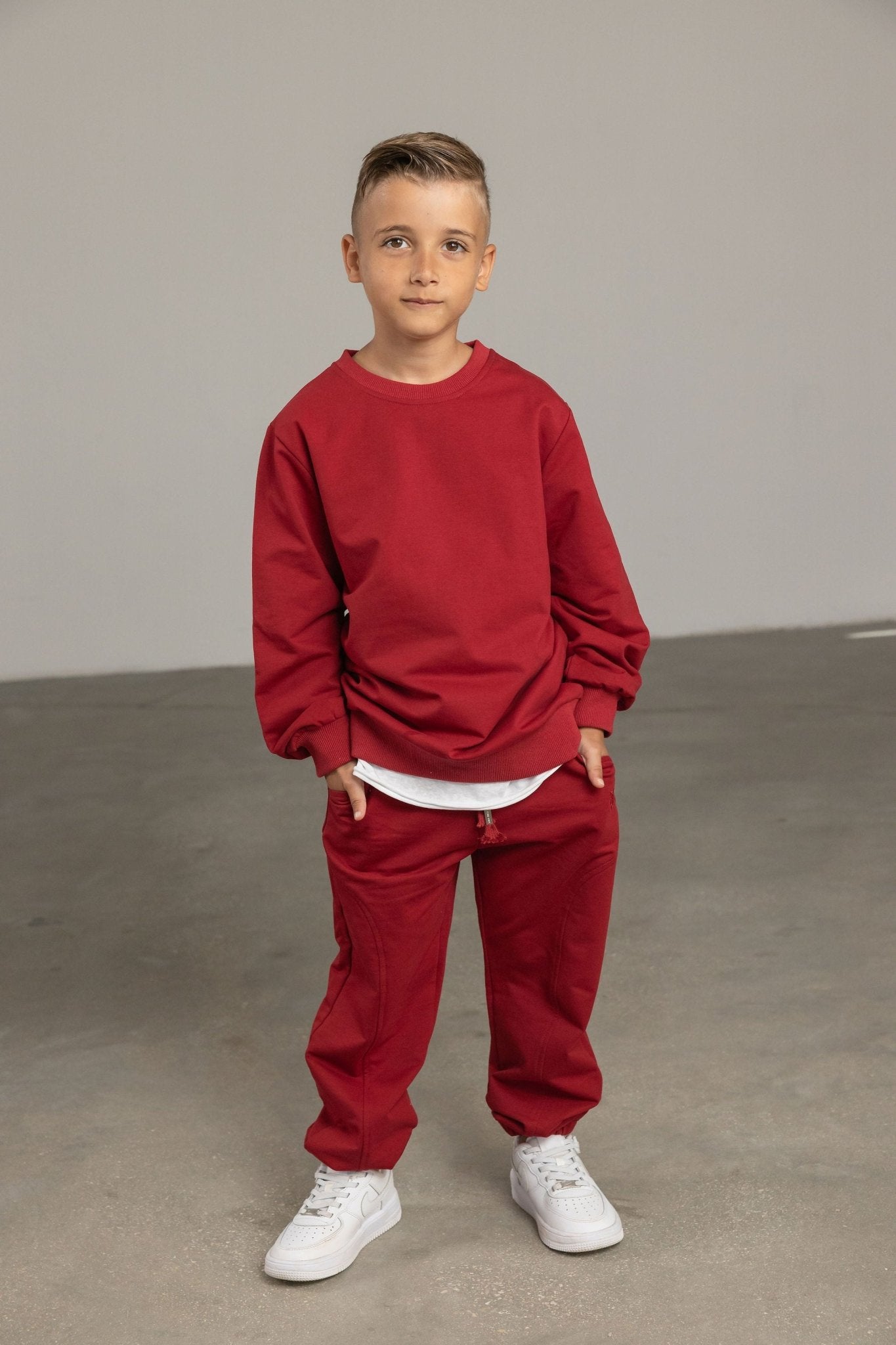 מכנס אדום עם רקמת לוגו - Hipster