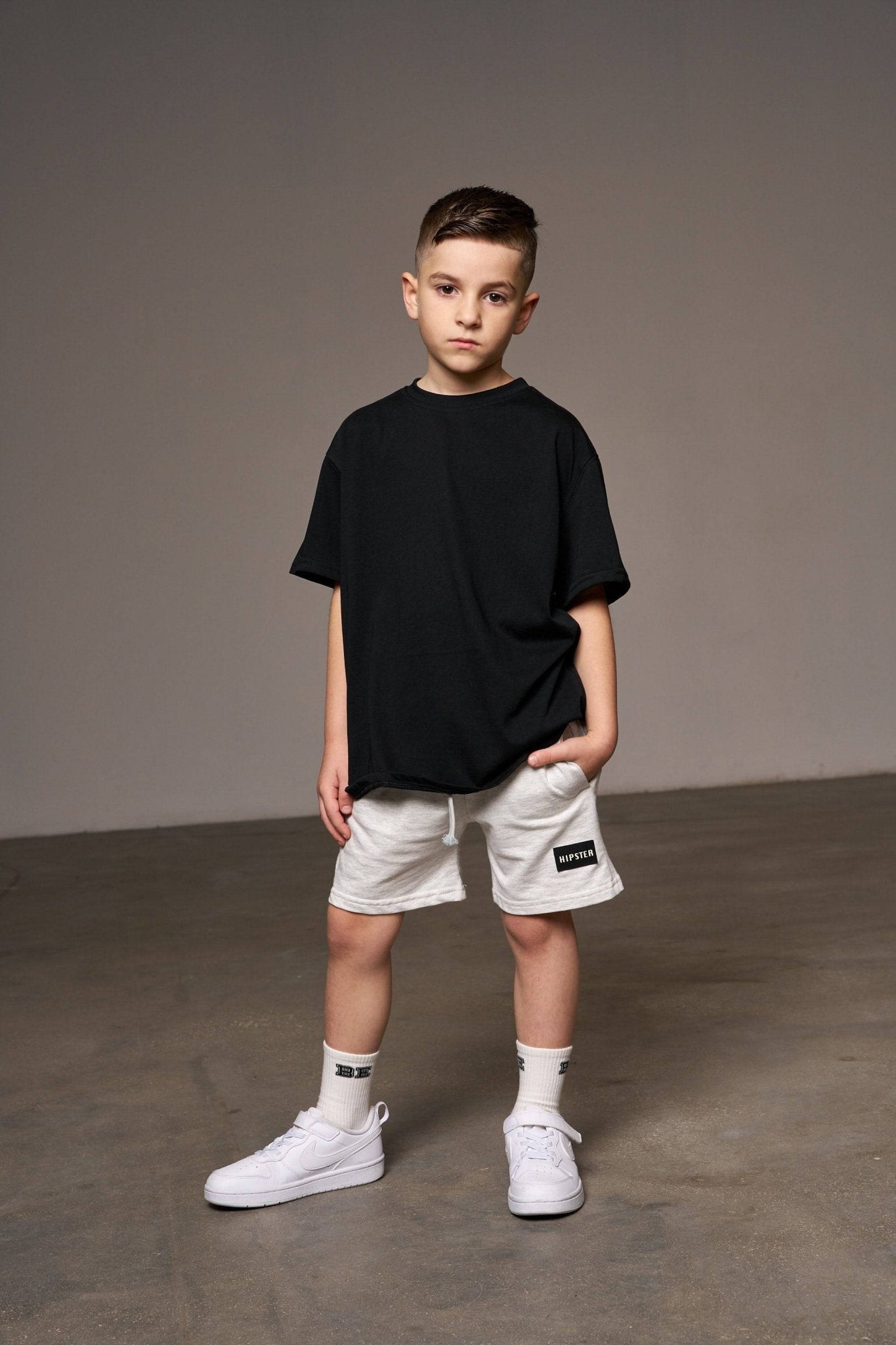 מכנס בייסיק קצר אפור מלאנז - Hipster