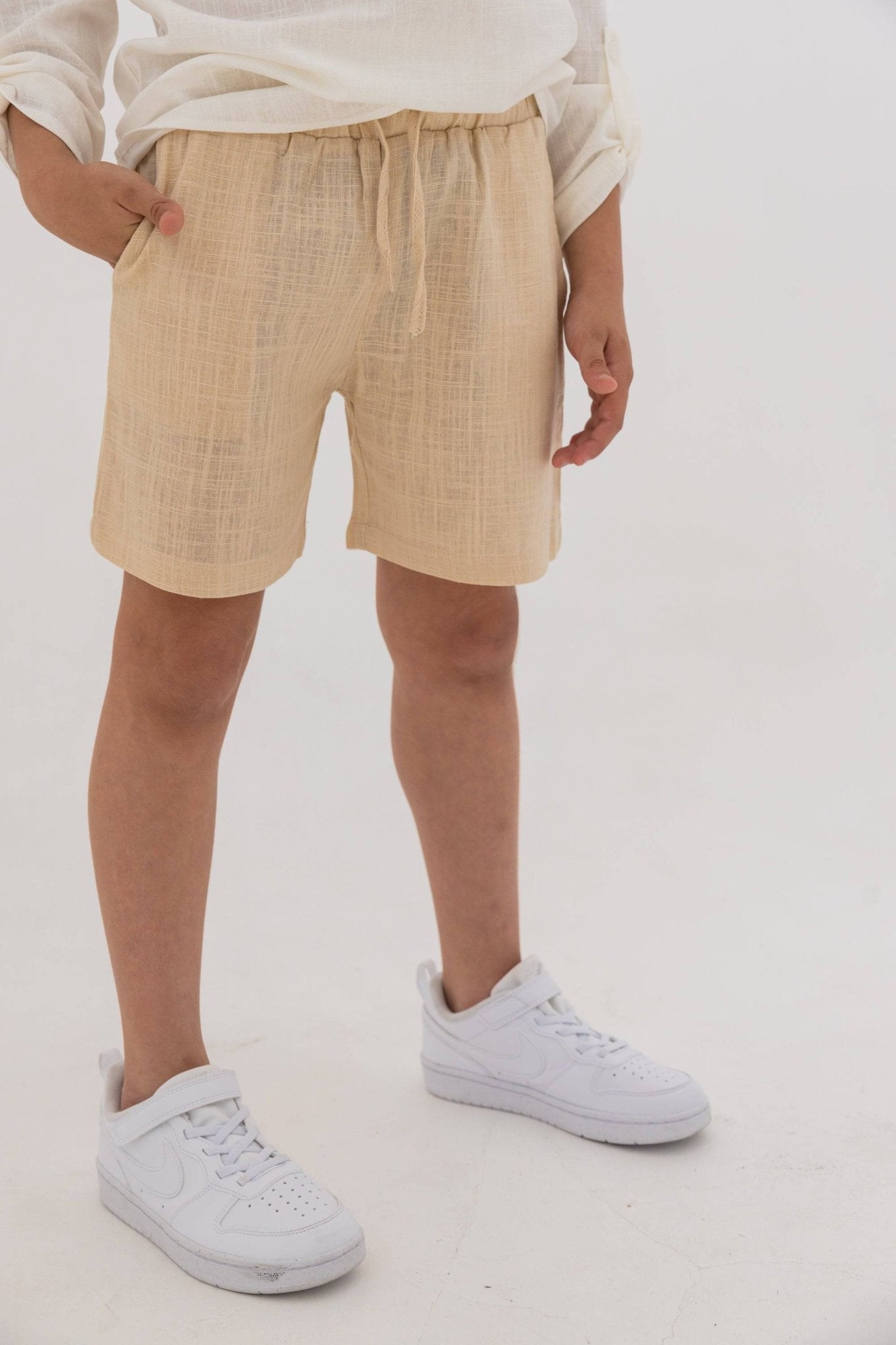 מכנס פשתן קצר בז - Hipster