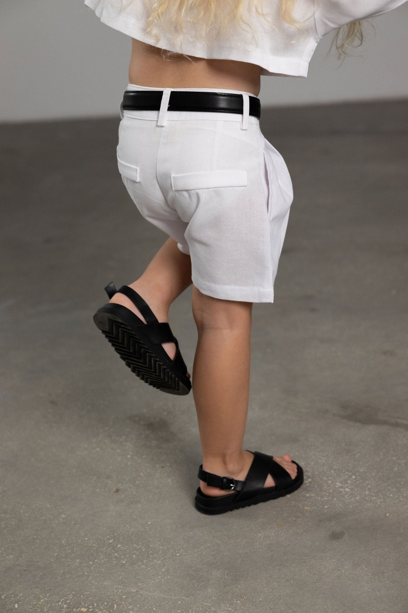 מכנס פשתן לבן בשילוב חגורה - Hipster