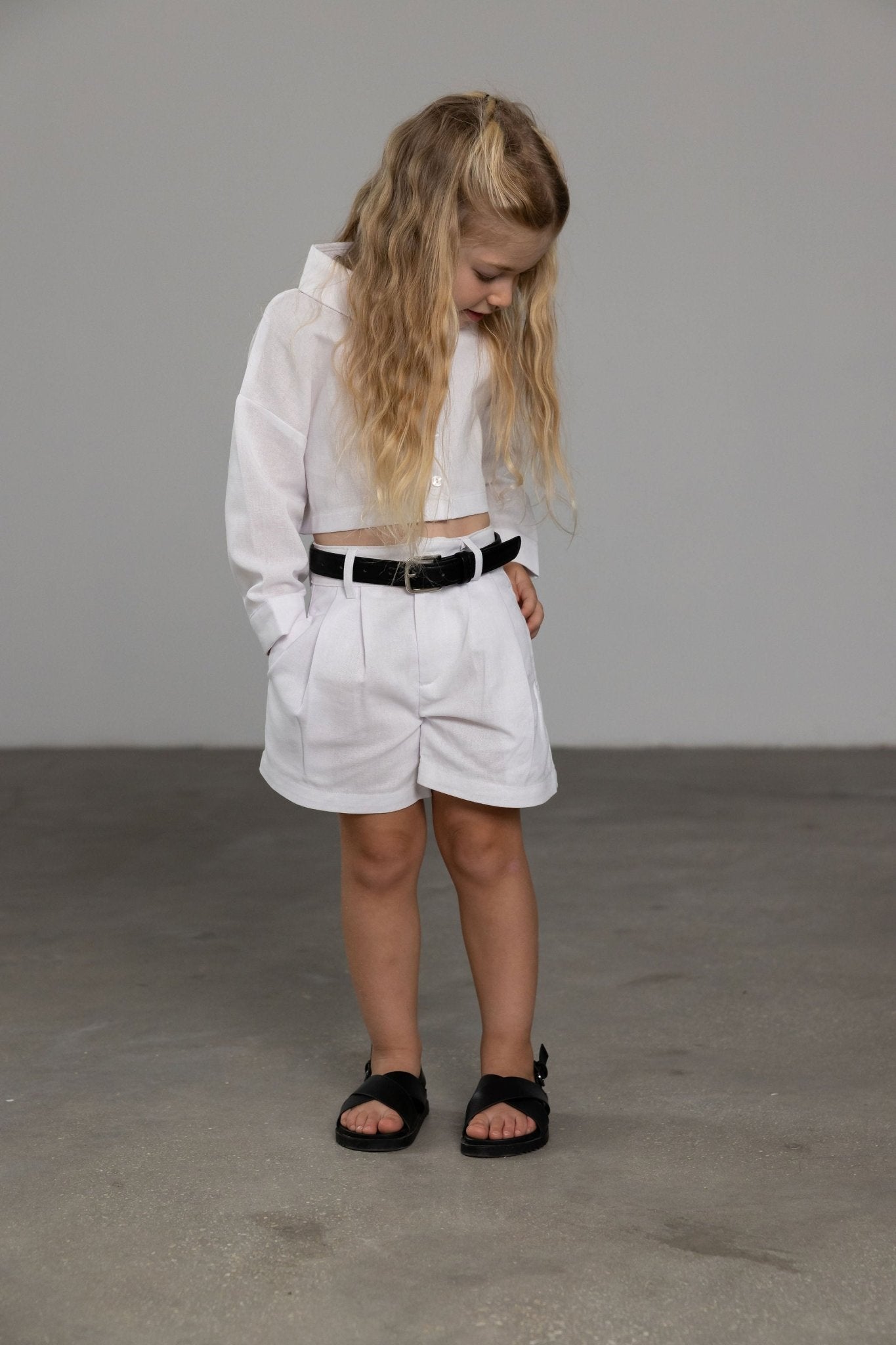 מכופתרת פשתן קרופ לבנה - Hipster