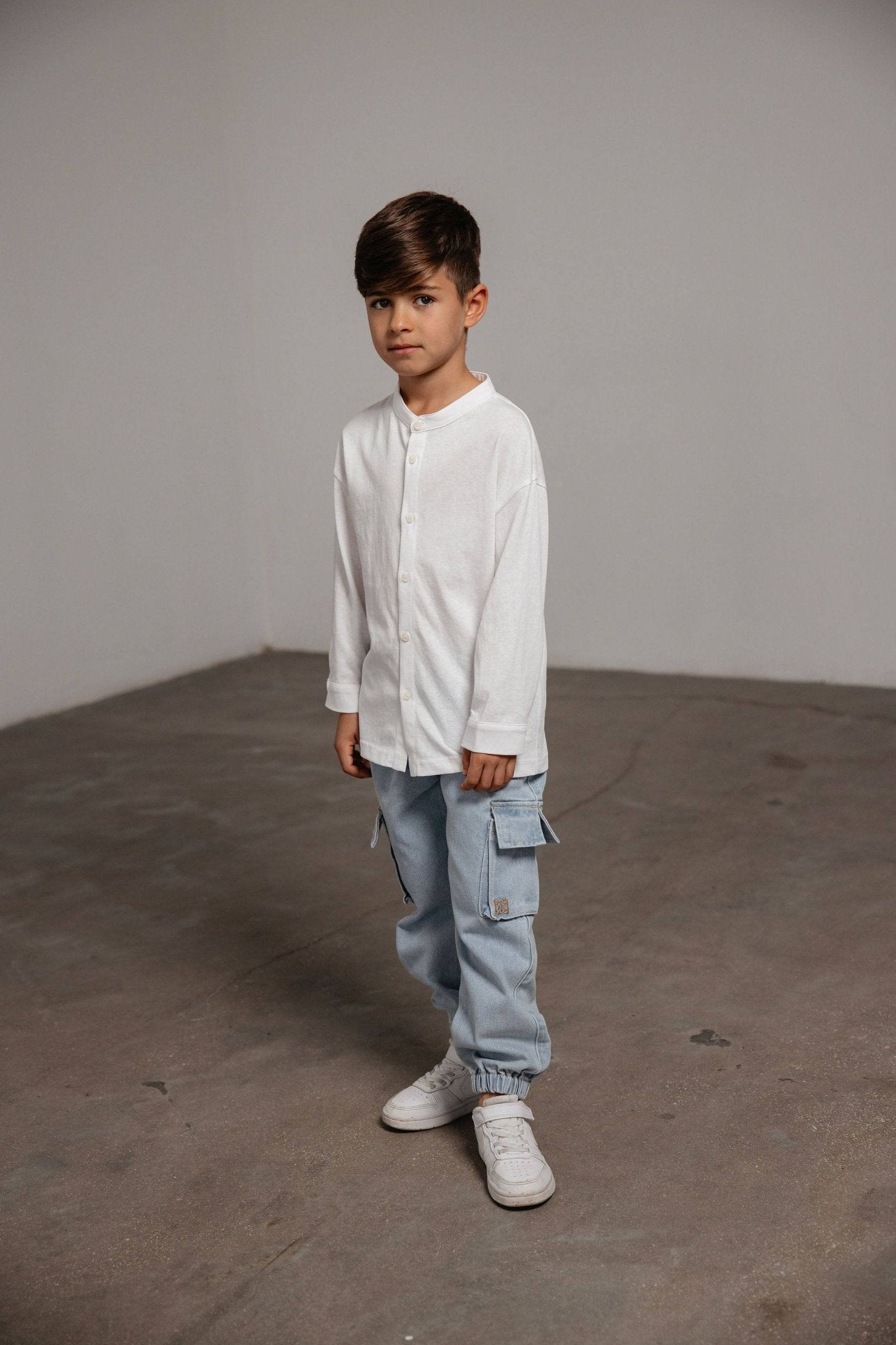 מכופתרת כותנה לבנה - Hipster