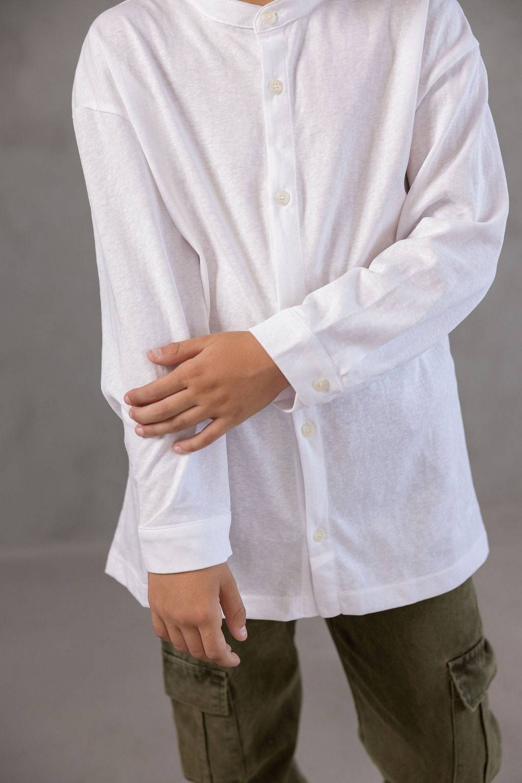 מכופתרת כותנה לבנה - Hipster