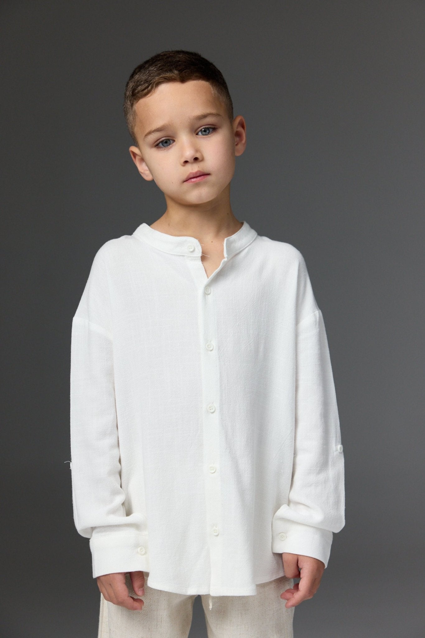 מכופתרת פשתן לבנה - Hipster