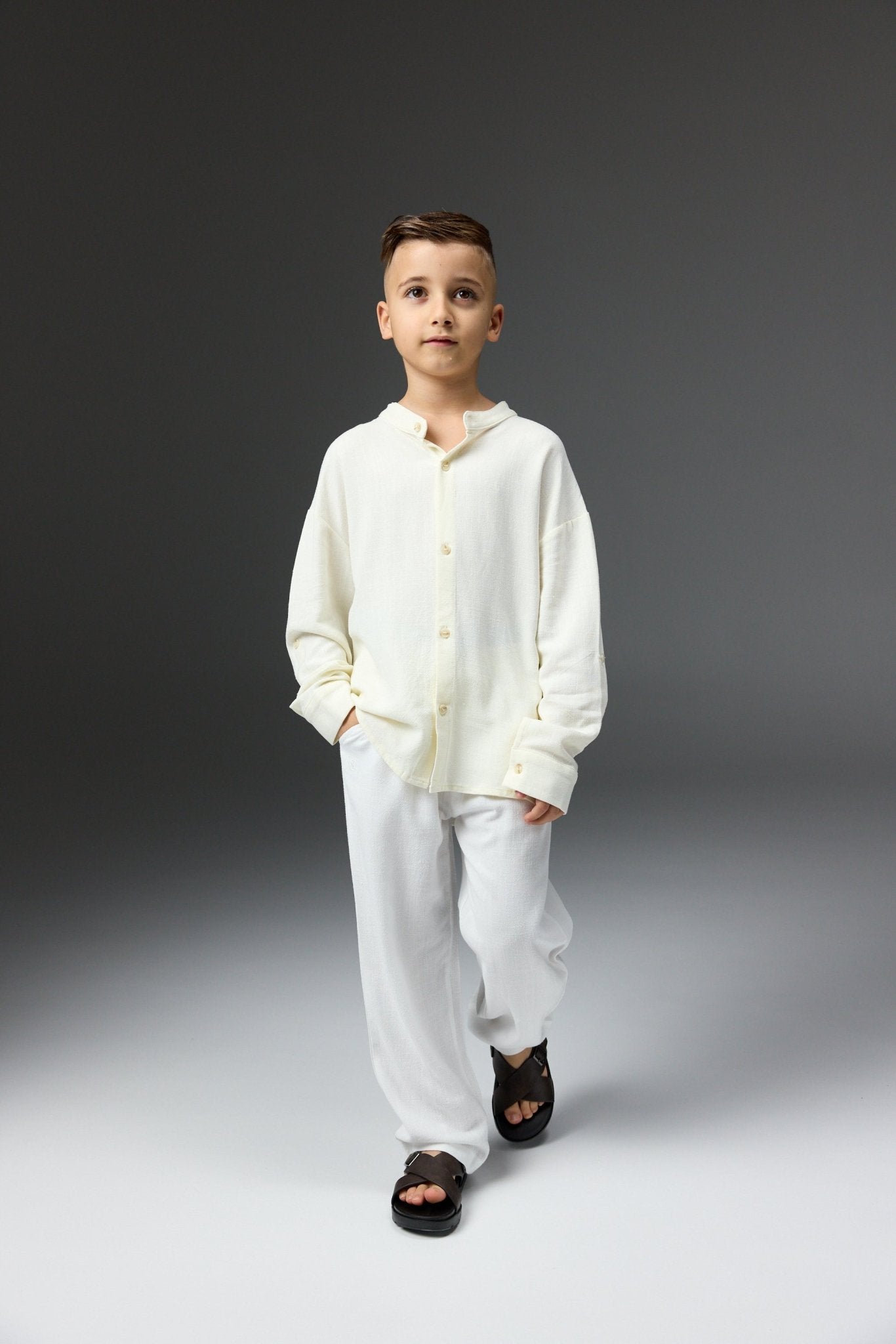 מכופתרת פשתן שמנת - Hipster