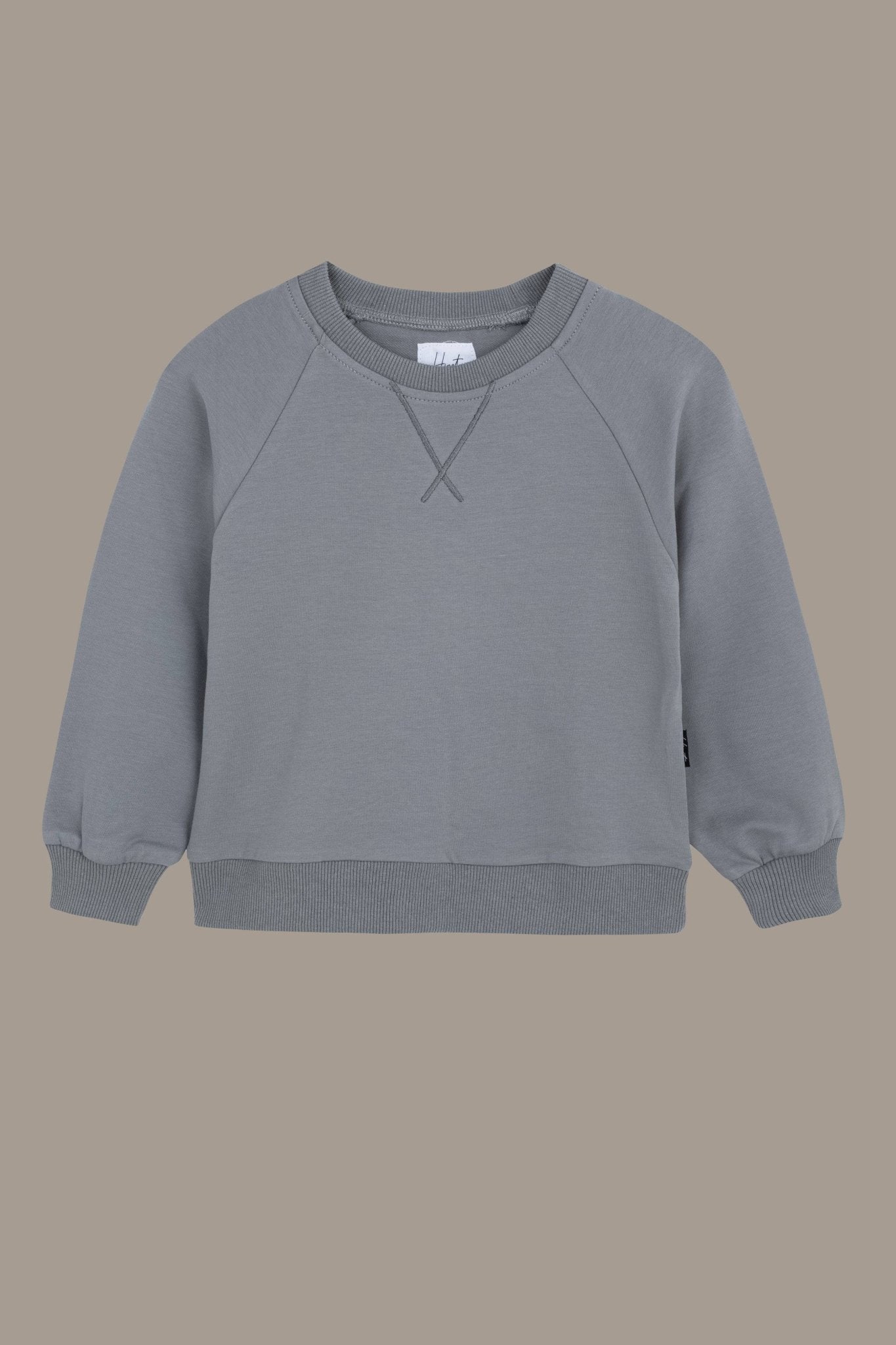 סוויטשירט בשילוב רקמה אפור - Hipster