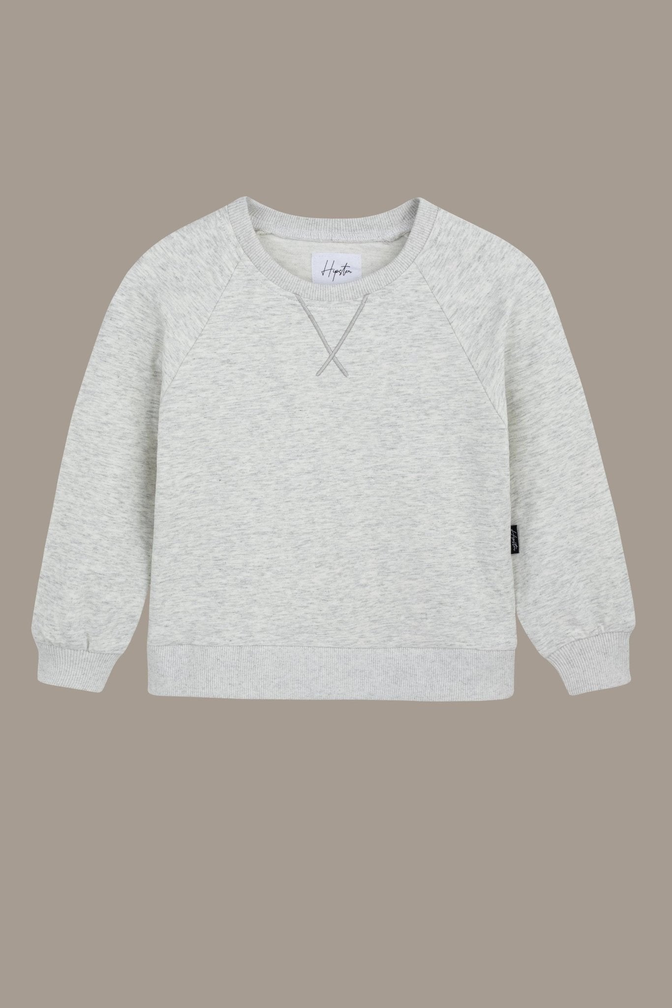 סוויטשירט בשילוב רקמה אפור מלנז' - Hipster