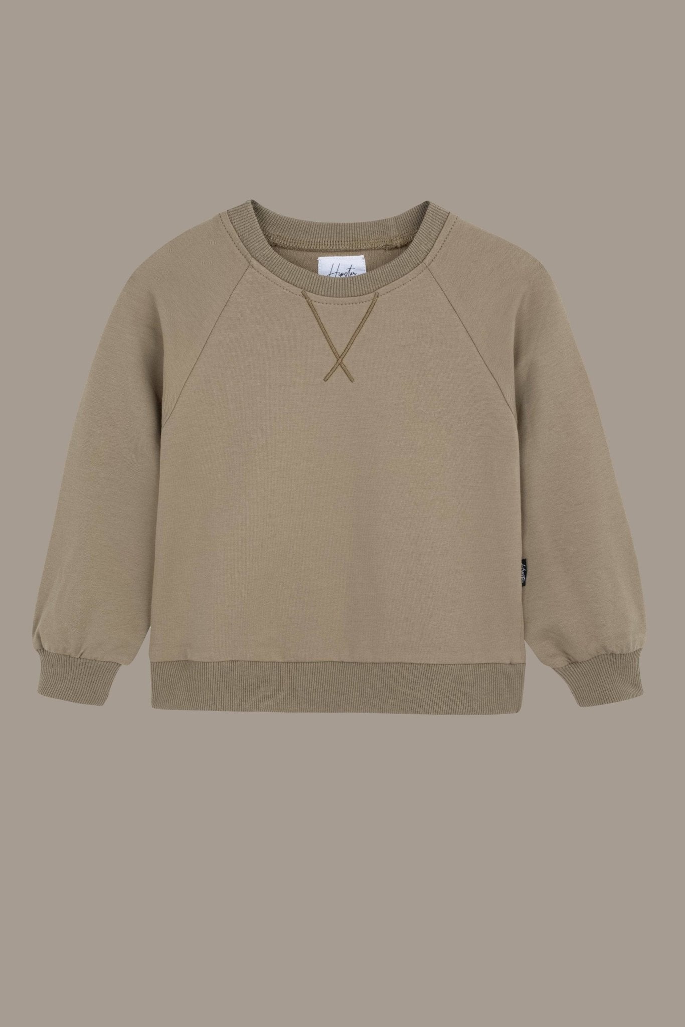 סוויטשירט בשילוב רקמה חום - Hipster