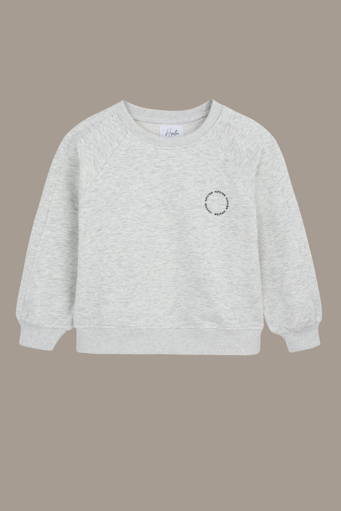 סוויטשירט עם הדפס עגול אפור מלנז' - Hipster