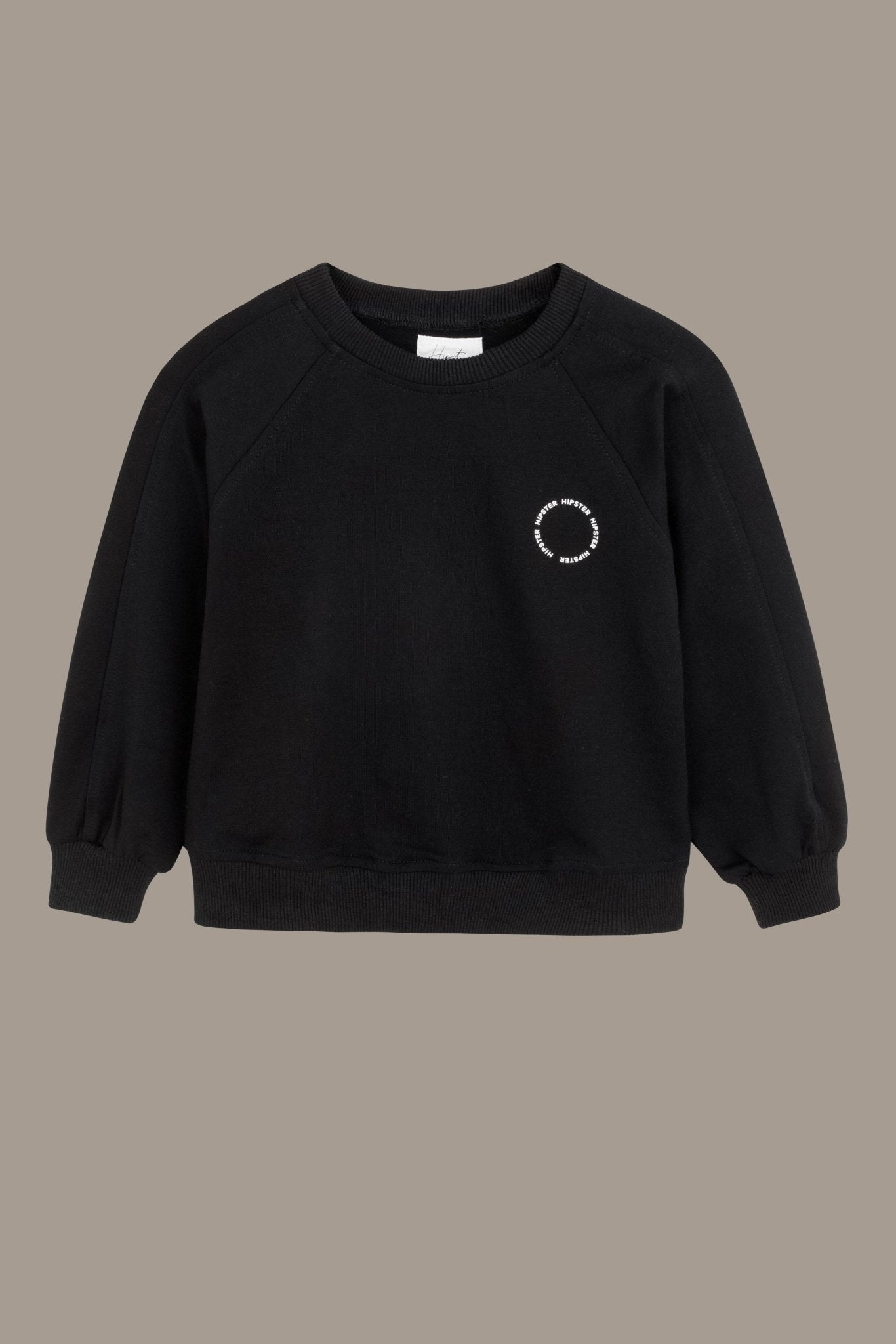 סוויטשירט עם הדפס עגול שחור - Hipster