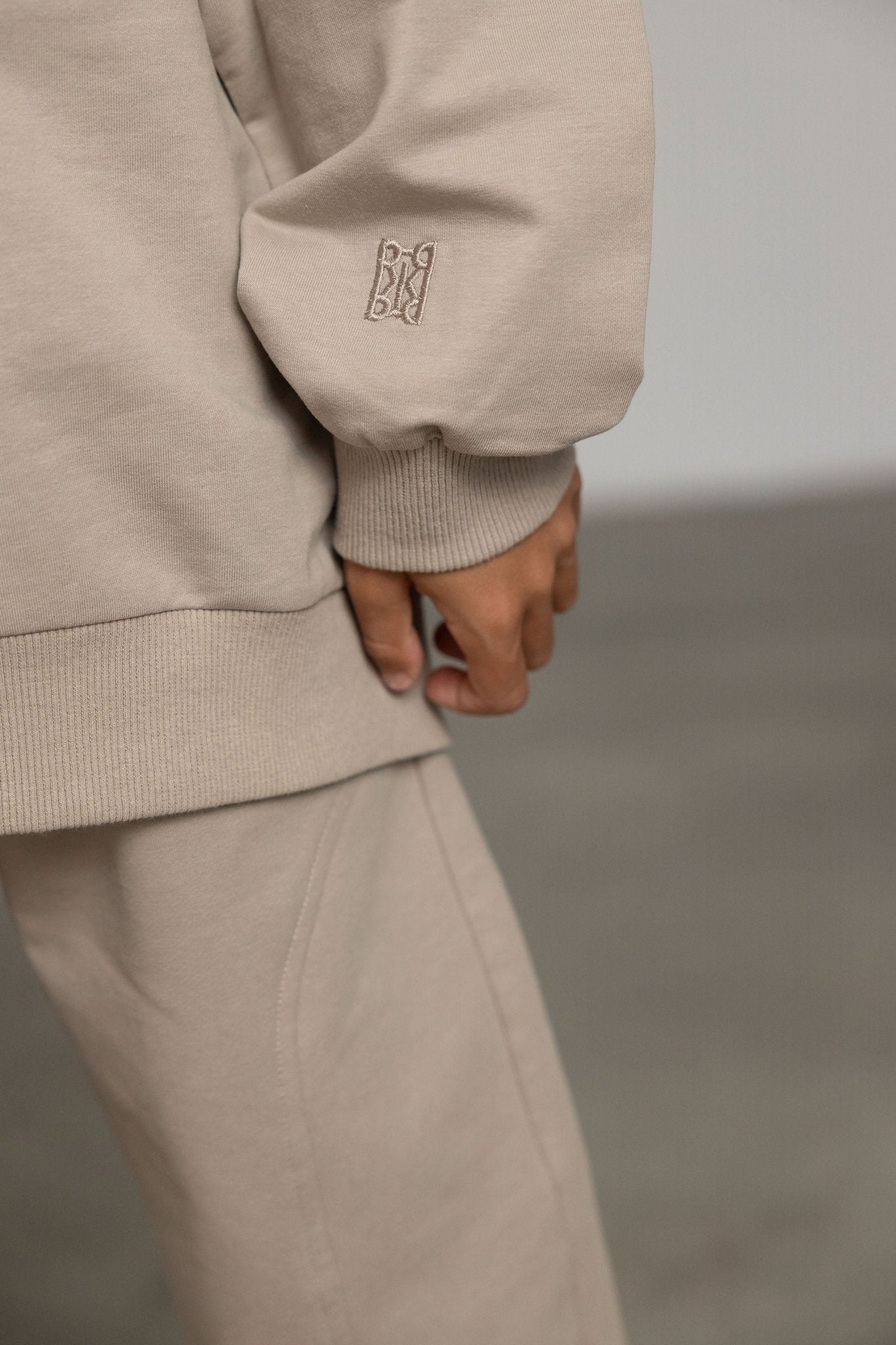 סווטשירט אבן עם רקמת לוגו - Hipster