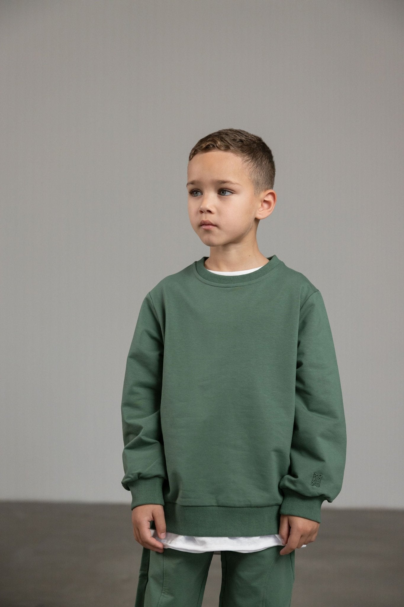 סווטשירט ירוק עם רקמת לוגו - Hipster